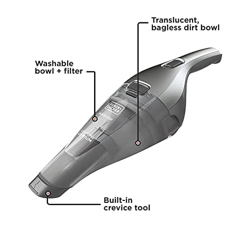 Lightweight Cordless Black+Decker Dustbuster Hand Vacuum Kit with Wall-Mount Charging Base (Dark Gray) - Review Image 2