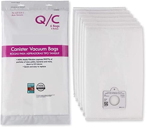 6-Pack HEPA Filtration Bags for Kenmore Canister Vacuum Cleaners (Q/C 53292, Replaces Part # 5055, 50104, 50557, 50558, 53291)