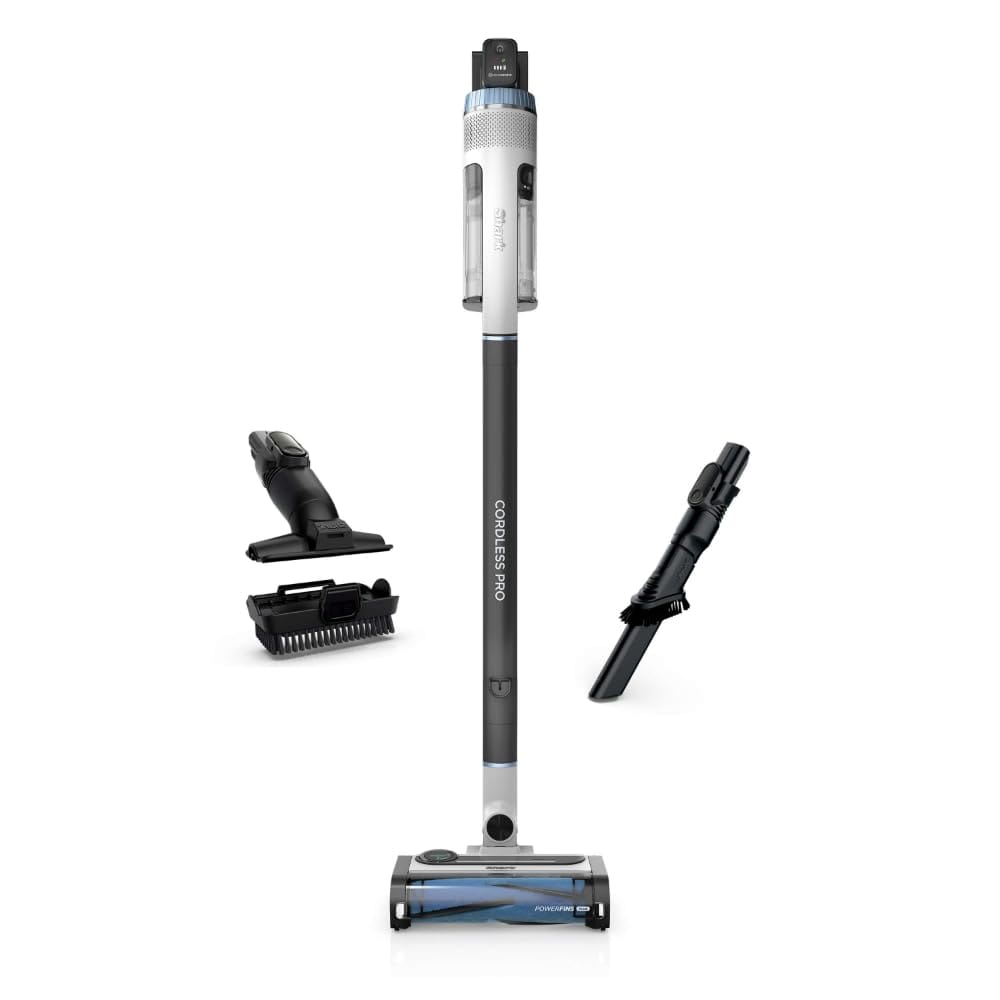 Lightweight Shark Cordless Pro Vacuum with Clean Sense IQ, PowerFins Plus Brushroll, Odor Neutralizer, Duster Crevice Pet Multi Tool, Up to 40 Min Runtime, Light Blue