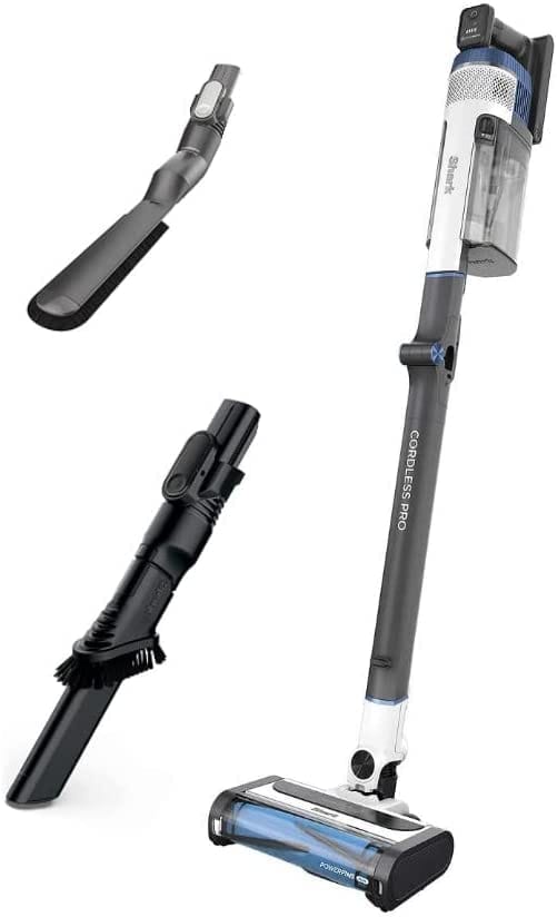 Renewed Shark Uz565H Pro Cordless Vacuum with Clean Sense IQ & Multiflex Technology, Powerfins Plus Brushroll, Duster Crevice Tool & Anti-Allergen Dusting Brush - White/Blue