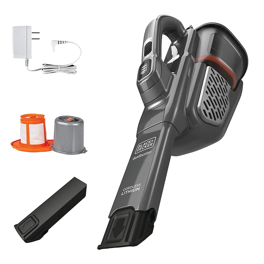 Cordless Black+Decker Dustbuster Handheld Vacuum Cleaner with Long Crevice Tool, Gray (Hhvk415B01) - Compatible with HEPA Filter