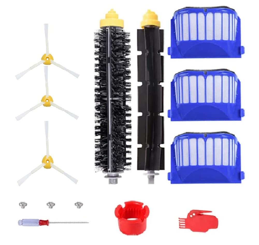Replacement Parts Compatible with iRobot Roomba 675 677 671 655 645 - Filters, Side Brush, Bristle Brush, Flexible Beater Brush, Cleaning Tool, Screw