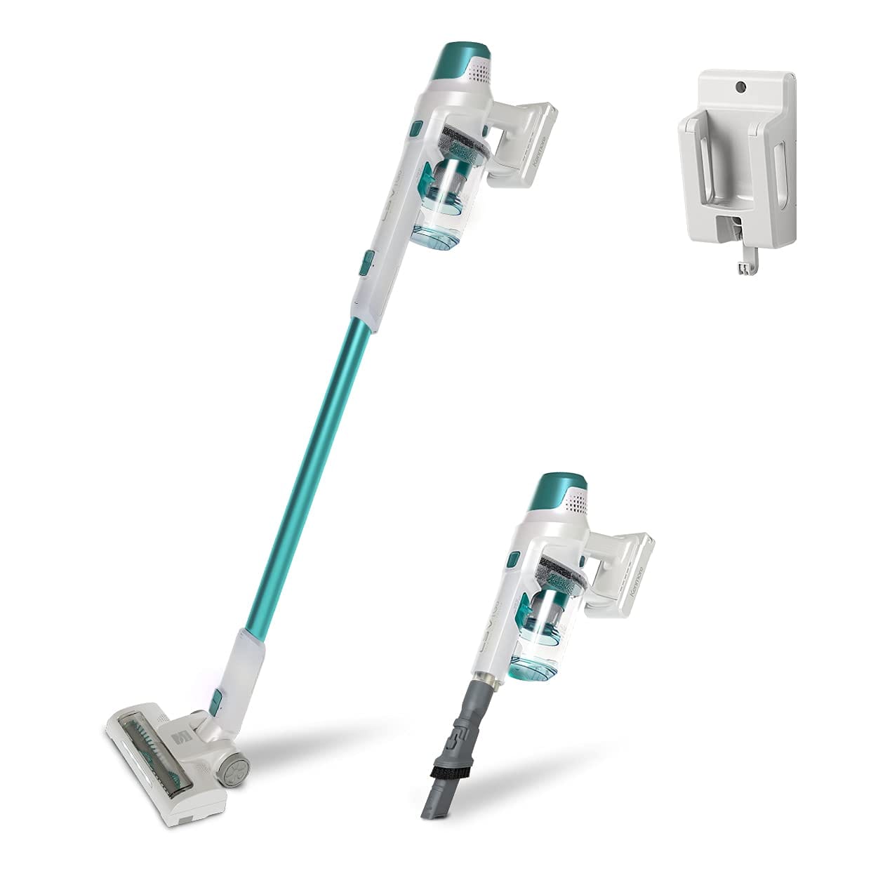 Lightweight Kenmore DS4020 Cordless Stick Vacuum Cleaner with 2-Speed Power Suction, LED Headlight, 2-in-1 Handheld for Hardwood Floor, Carpet & Dog Hair, 0.6L, Green