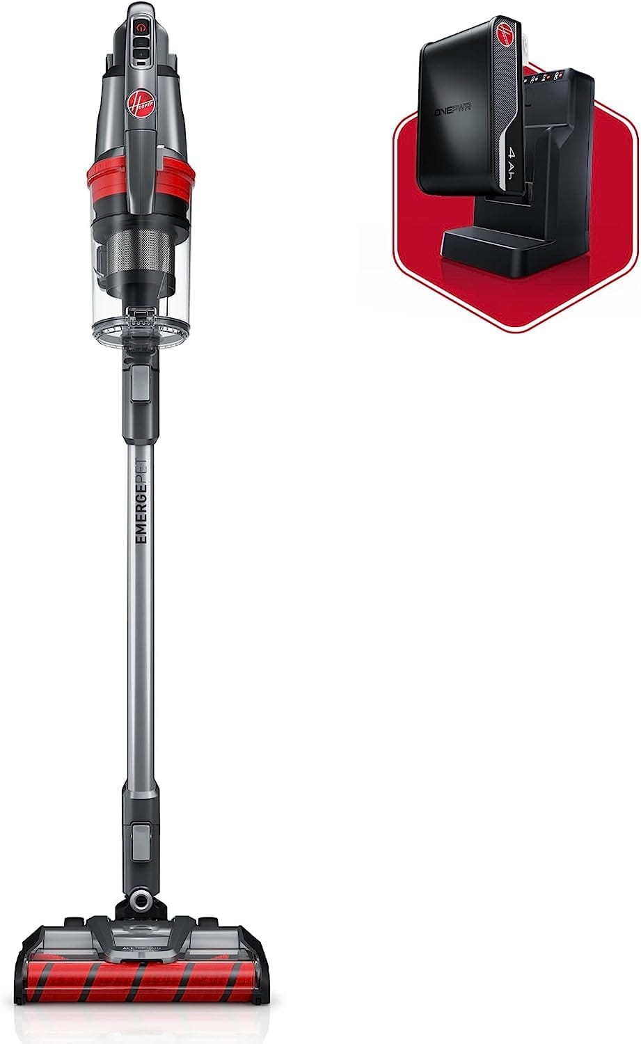 Lightweight Cordless Stick Vacuum Cleaner with Powerful Suction and All-Terrain Brush Roll - Hoover Onepwr Windtunnel Emerge Pet Bh53604V