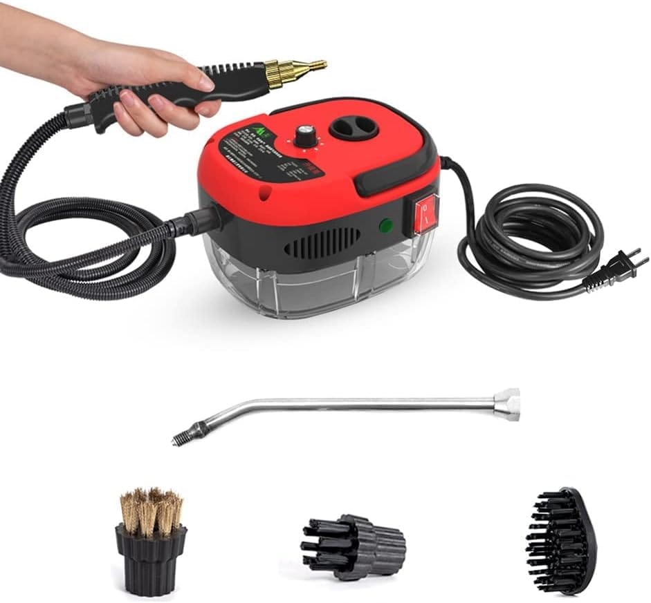 Portable Handheld Steam Cleaner 2500W - High Temperature Pressurized Cleaning Machine (Red)