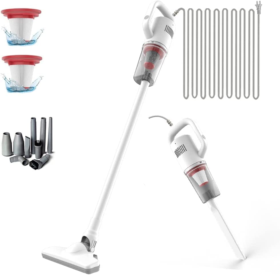 Lightweight Stick Corded Handheld Vacuum Cleaner with 26Ft Cord - Ideal for Pet Hair and Hardwood Floor Cleaning