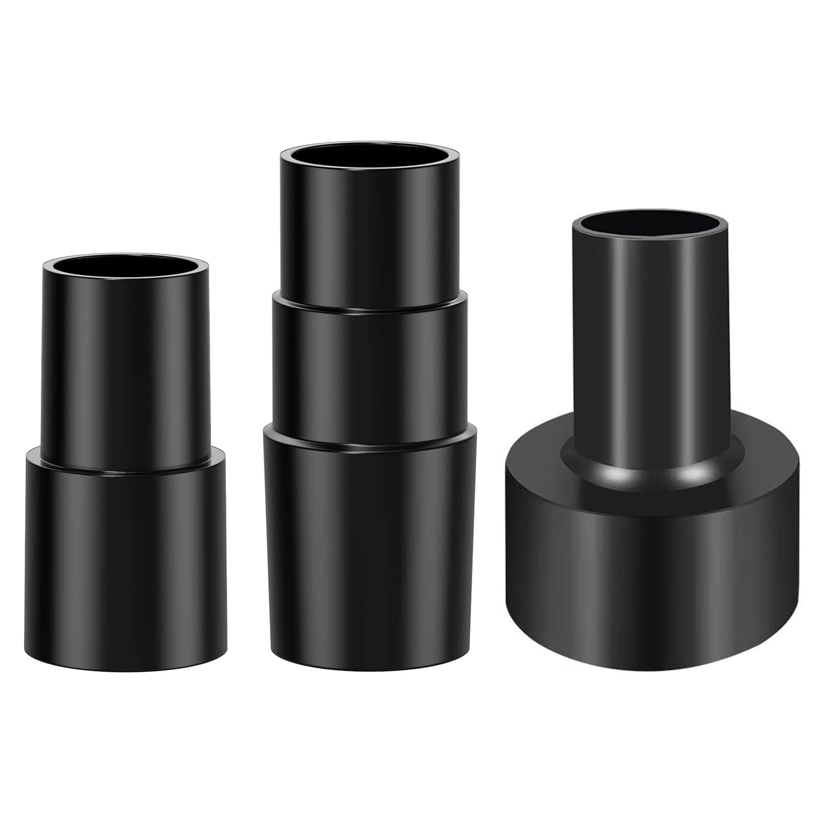 Universal Vacuum Hose Adapter Kit - 3Pcs Wet Dry Plastic Converter Set for Vacuum Cleaners 2-1/2" to 1-1/4", 1-1/4" to 1-3/8" to 1-1/2", 1-3/8" to 1-1/4" Reducer Attachments
