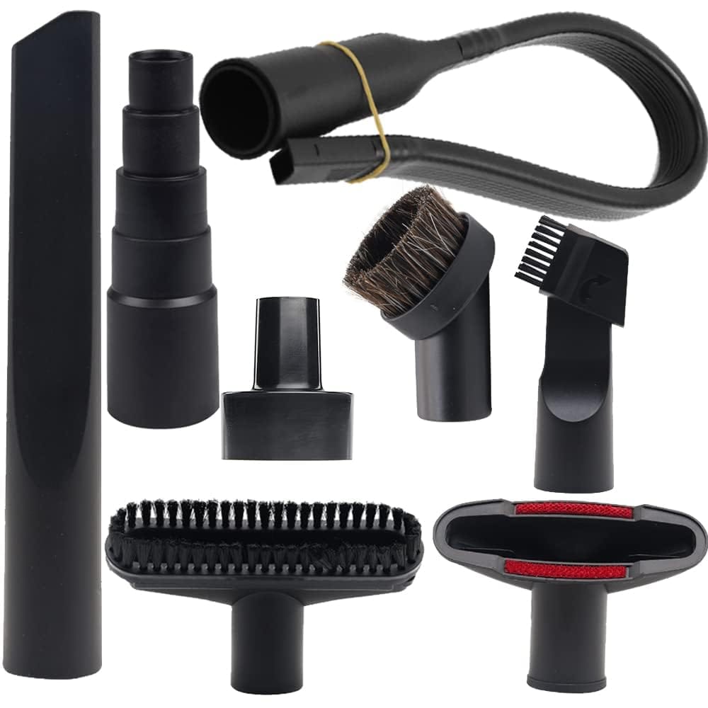 Household Cleaning Vacuum Cleaner Attachments - 8 Pcs Shop Vac Accessories Set, 2 1/2" to 1 1/4" Hose Adapter, 1 7/8" to 1" Adapter, Crevice Tool