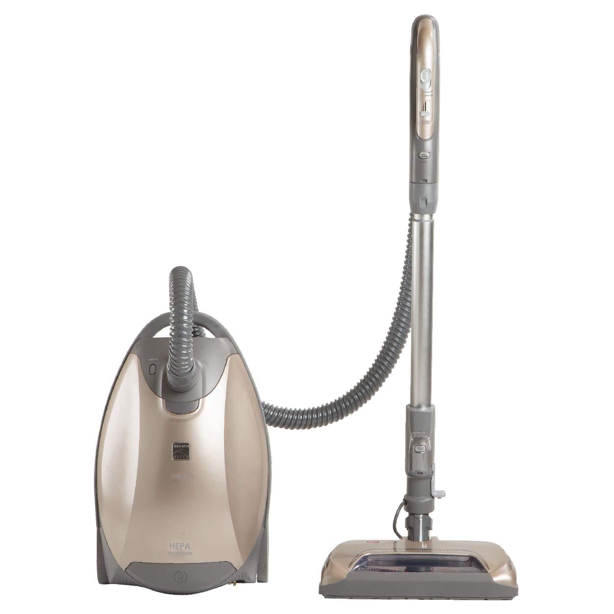 Kenmore Elite Pet Friendly Canister Vacuum with Pet Powermate, HEPA Filter, Ultra Plush Nozzle, Retractable Cord, 3 Cleaning Tools - 700 Series (Gold)