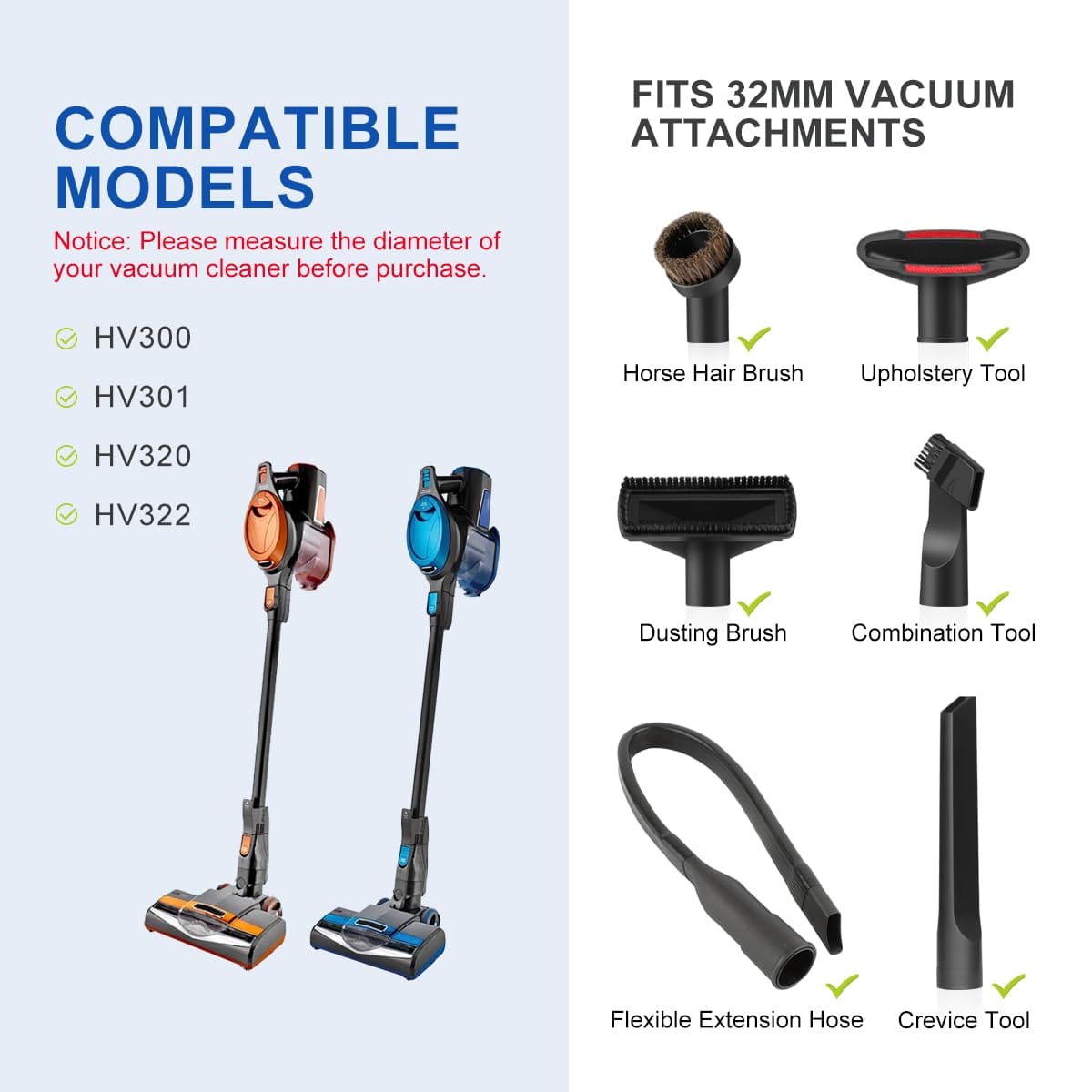 LANMU Vacuum Attachments Compatible with Shark Rocket HV301 HV322 HV300 HV320 Series Vacuum Cleaner, 2-in-1 Duster Crevice Tool Horse Hair Brush Accessories for Lightweight Vacuum Cleaners - Review Image 3