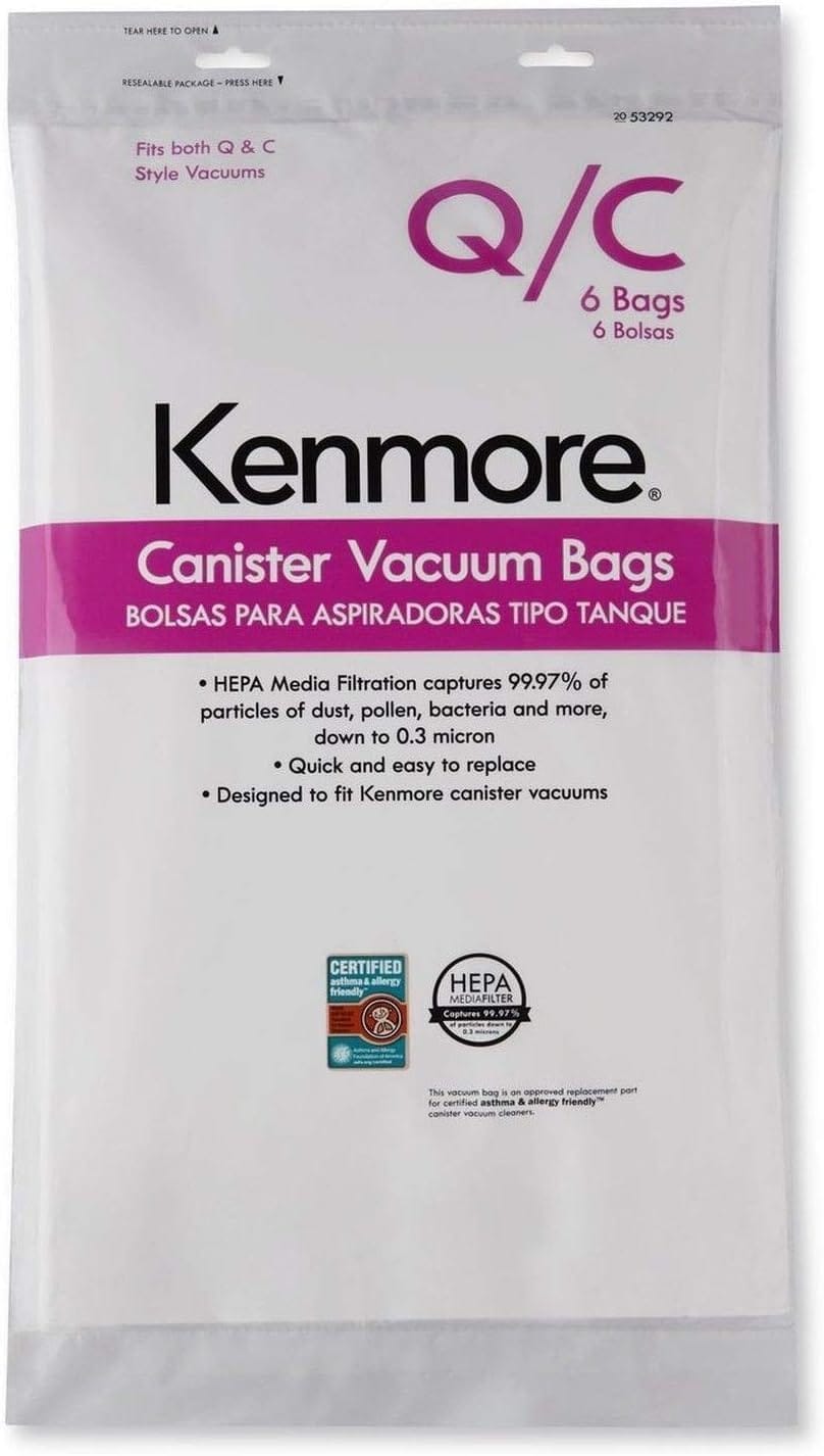 Genuine Kenmore 53292 Type Q/C HEPA Canister Vacuum Bags 6-Pack for Kenmore Vacuums