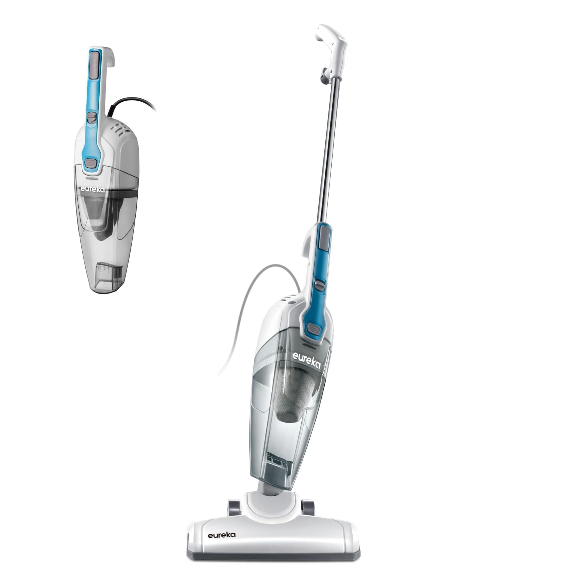 Eureka Home Lightweight Stick Vacuum Cleaner with Powerful Suction Corded Handheld Vac for Multi-Surfaces, 3-in-1 Nes100, Aqua Blue