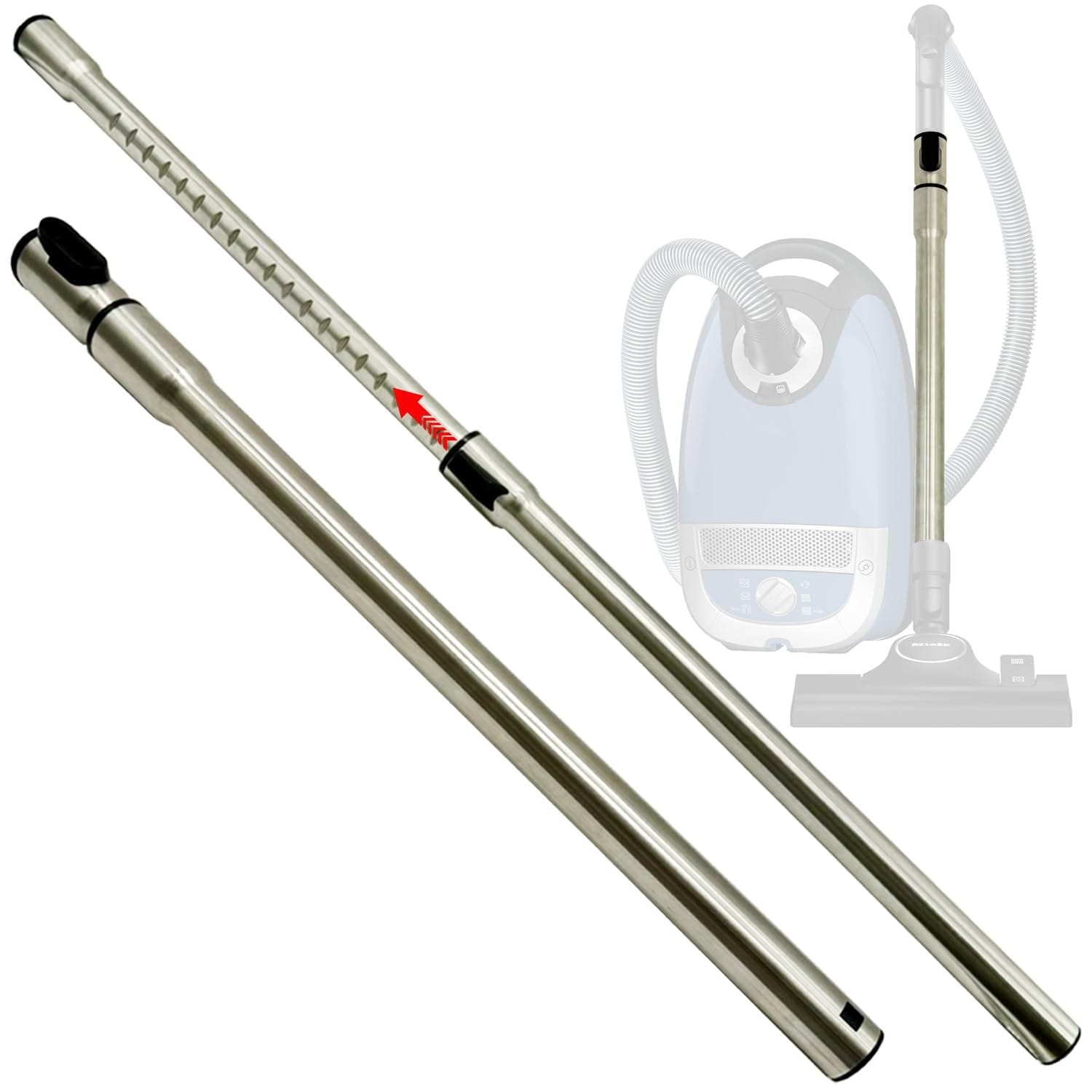 Stainless Steel Vacuum Extension Wand for Miele C1 C2 C3 and 1 3/8 Inch Accessories - 35mm Replacement Tube, Extends Up to 41.7"