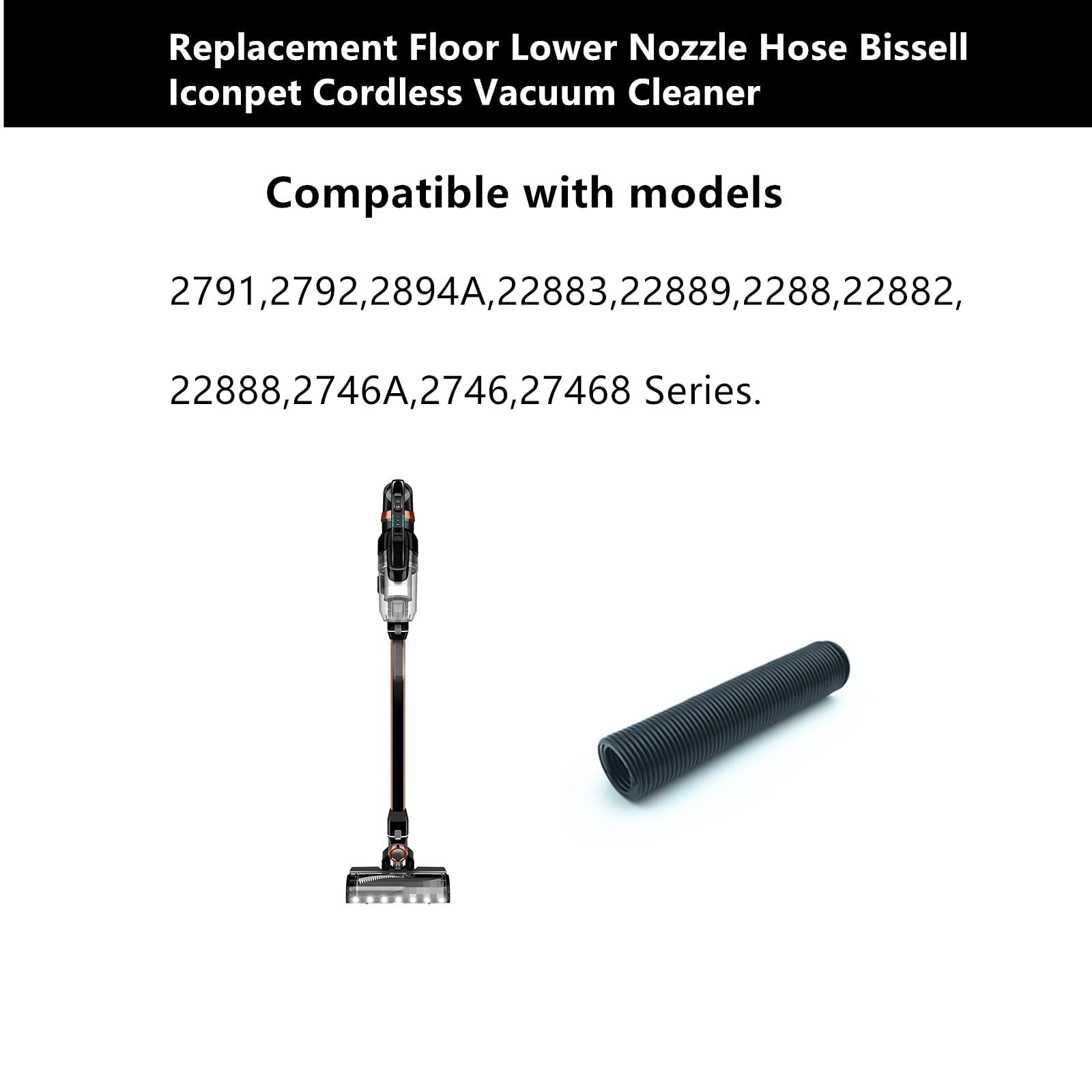 Replacement Lower Nozzle Hose for Bissell Iconpet Cordless Vacuum Cleaner - Compatible with 2791, 2792, 2746A, 2894A, 22889 (2 Pack) - Review Image 2