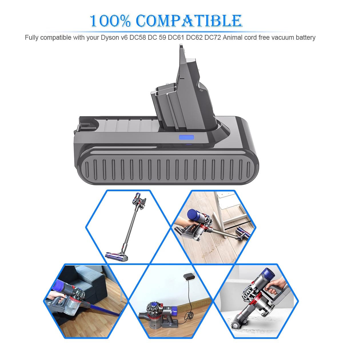 Upgraded 6000mAh V6 SV04 Vtc4 Replacement Battery for Dyson V6 Cordless Stick Vacuum - Review Image 3