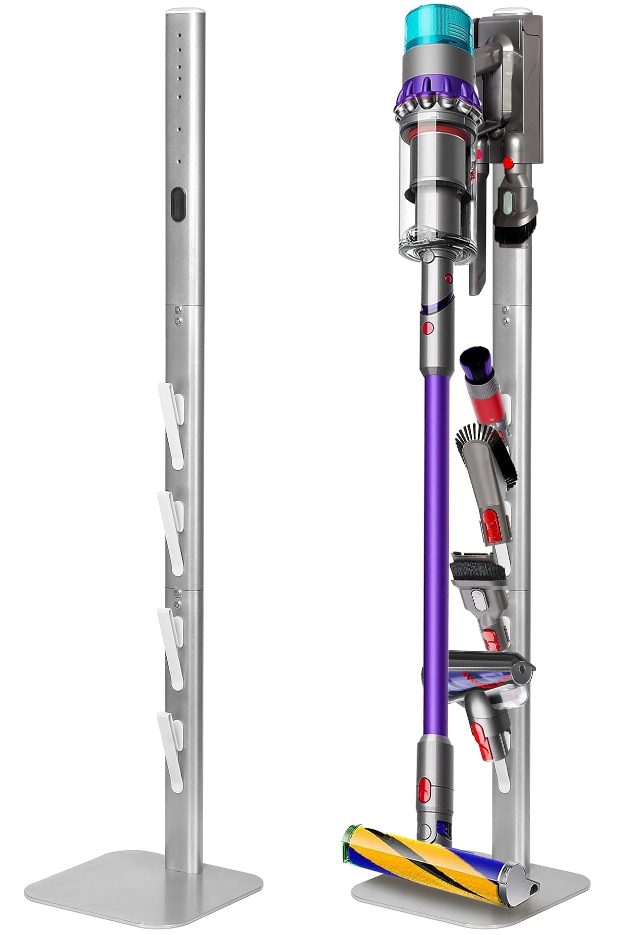Metal Vacuum Stand Holder for Dyson Cordless Stick Vacuums - Compatible with G5 V15 V12 V11 V10 V8 V7 V6 Models, Hidden Power Cord Design