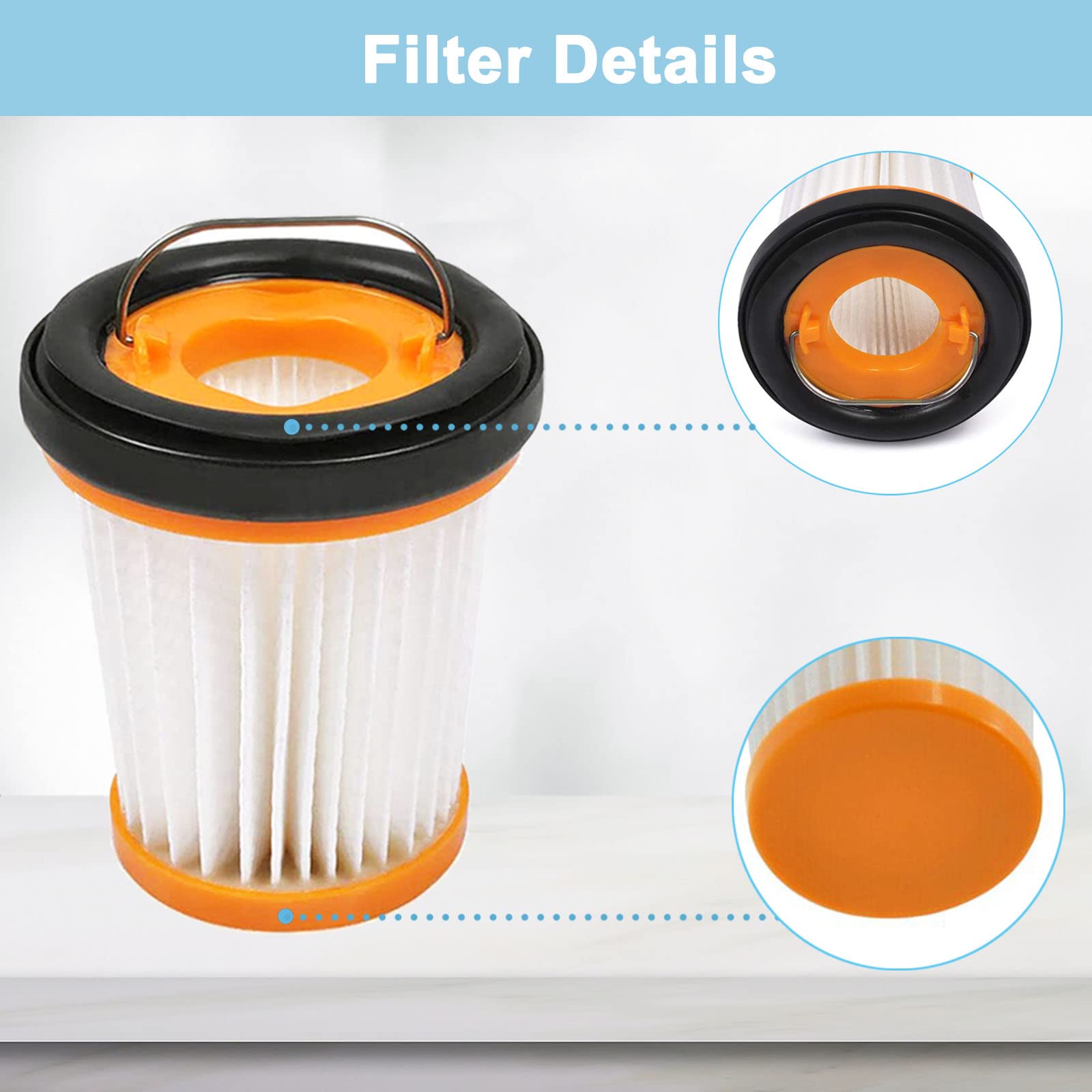 8 Pack Replacement Vacuum Filters for Shark Wandvac Ion W1 S87 Handheld Vacuum, Compatible with Wv200, Wv201, Wv205, Wv220 - Compare to XHFWV200 - Review Image 5
