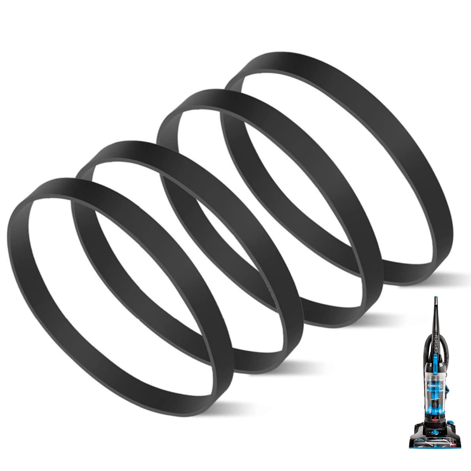 Replacement Vacuum Belts for Bissell PowerForce Helix (Turbo) Vacuums - Pack of 4, Compatible with Models 2191, 2191U, 2190, 1700, 1701, 1797, 2691, 2692, and More