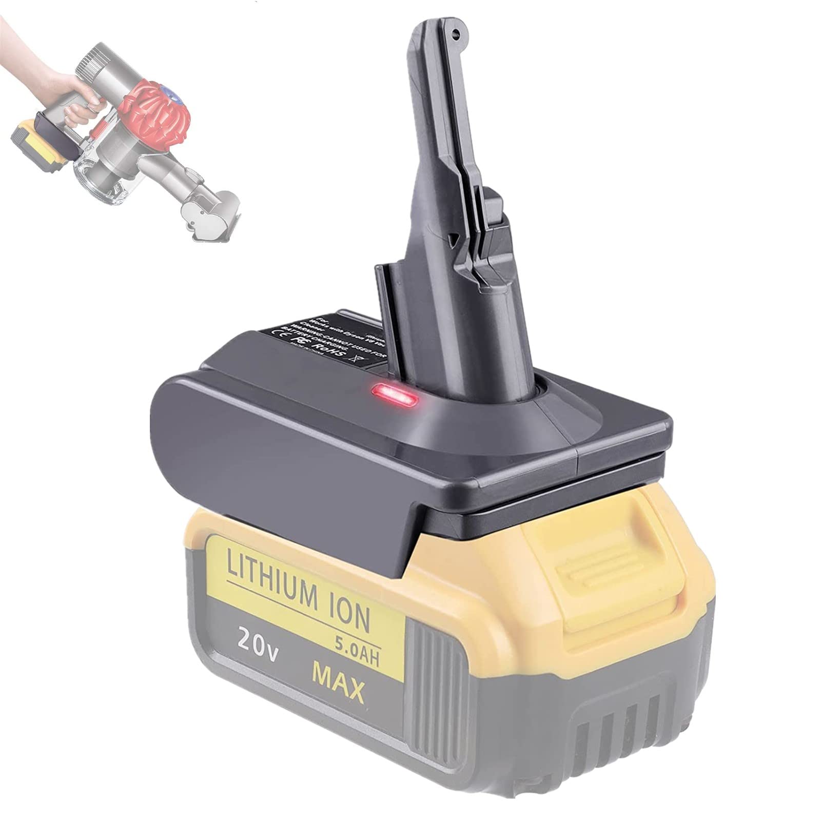 V8 Adapter for Dyson Vacuum Cleaner, Compatible with Dyson V8 Animal, V8 Absolute, V8 Motorhead Pro | Dewalt 20V 60V Lithium Battery Converter