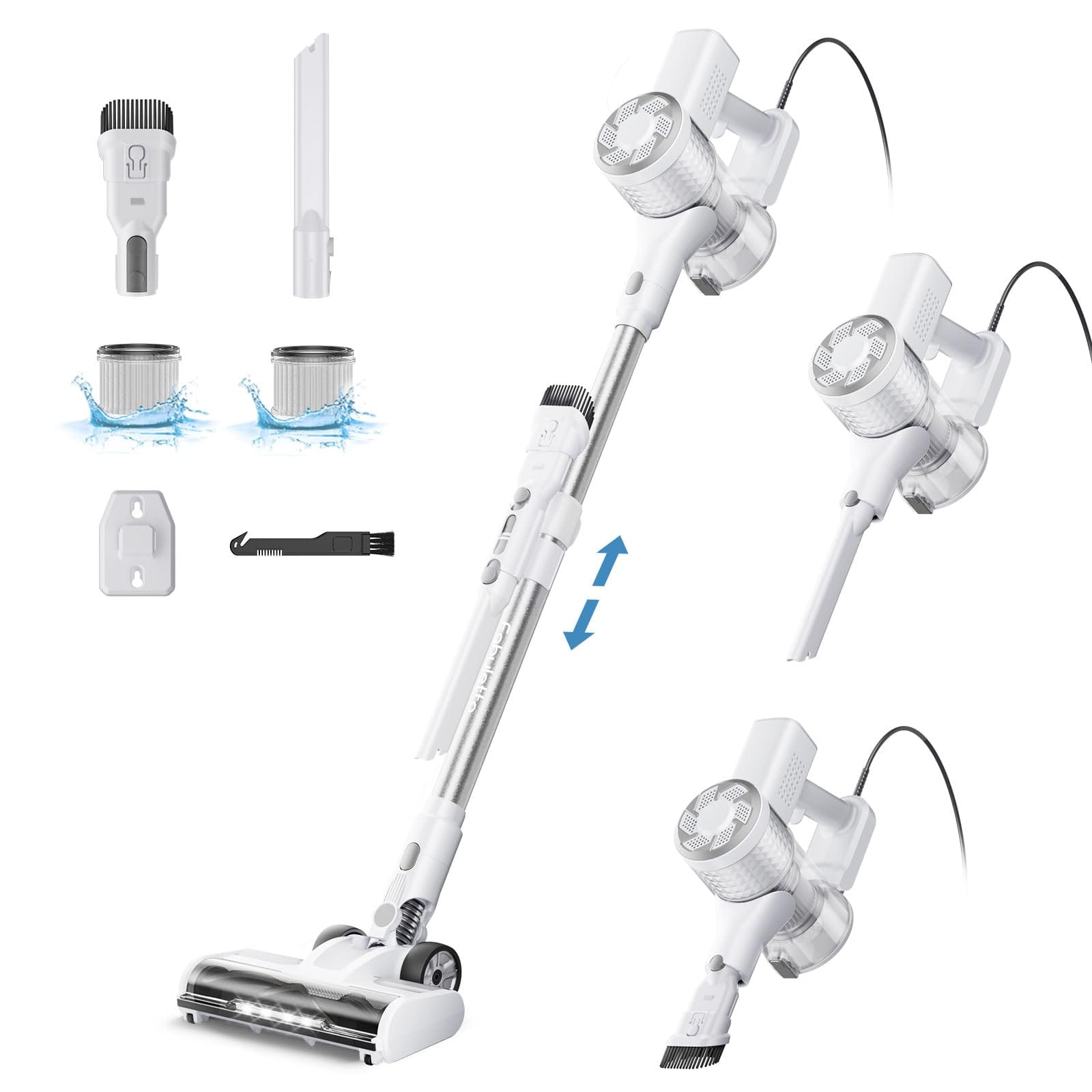 Powerful 600W Corded Stick Vacuum Cleaner with Telescopic Alloy Tube - Ideal for Pet Hair & Hard Floors
