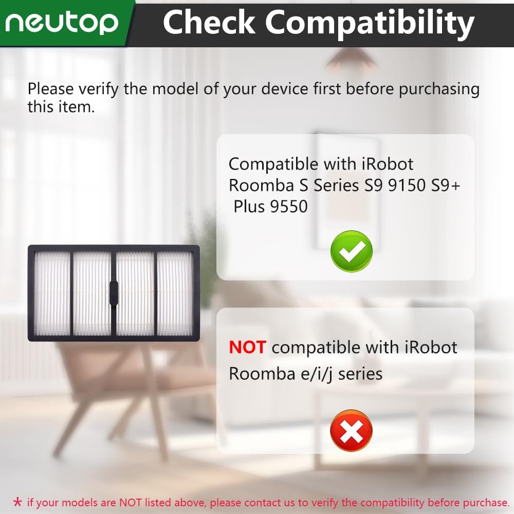Neutop Replacement High-Efficiency Filters for iRobot Roomba S9 9150 S9+ 9550 - 8 Pack - Review Image 2