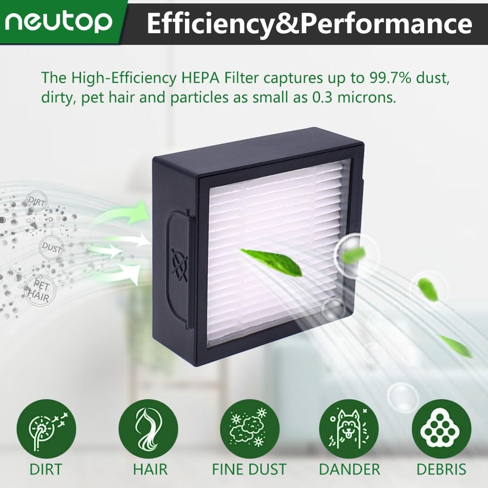 Neutop High-Efficiency HEPA Filter 6-Pack for Irobot Roomba Combo J7+, J9+, 10 Max - Robot Vacuum and Mop Replacement Parts - Review Image 3