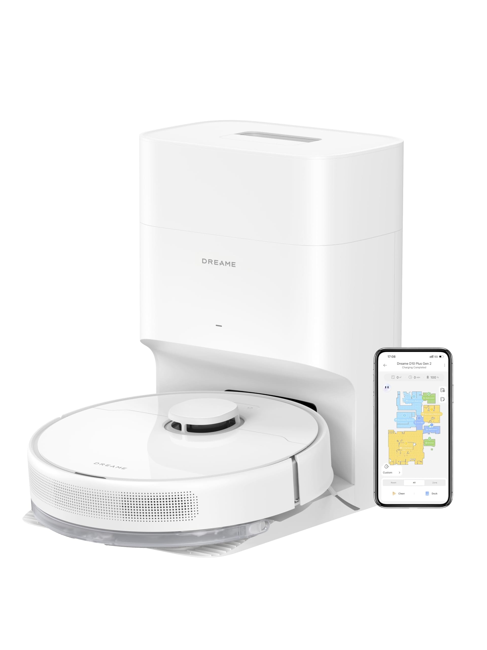 Dreame D10 Plus Gen 2 Robot Vacuum and Mop with Self-Emptying Base - 90 Days Cleaning, 6000 Pa Suction, Lidar Navigation, Obstacle Avoidance, Wi-Fi