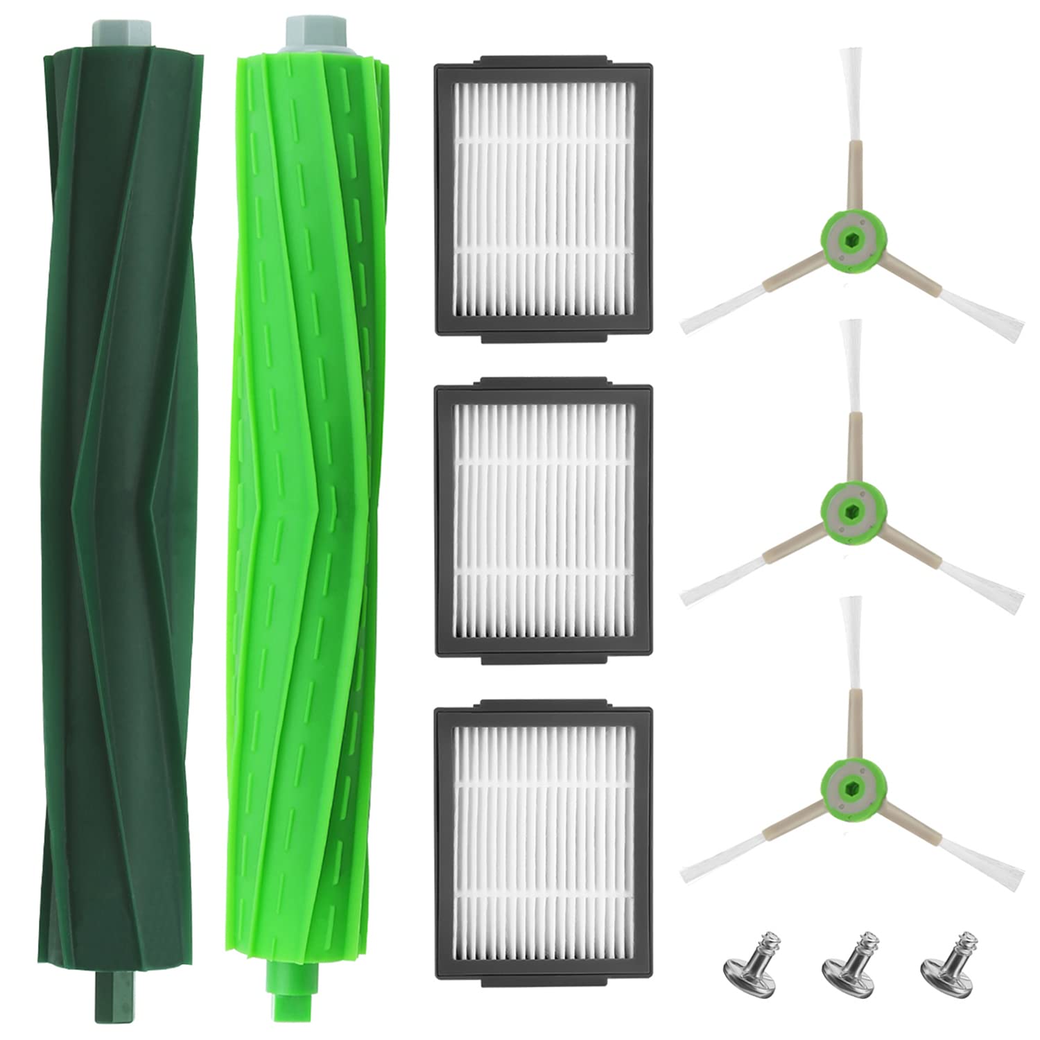 Replacement Parts for iRobot Roomba I8 I8+ I7 I7+ I6 I6+ I4 I3 I3+ Plus J7 E5 E6 E7 i & e & j Vacuum Cleaner, Rubber Brushes Hepa Filters Side Brushes - Best for Powerful Suction on Hardwood Floors