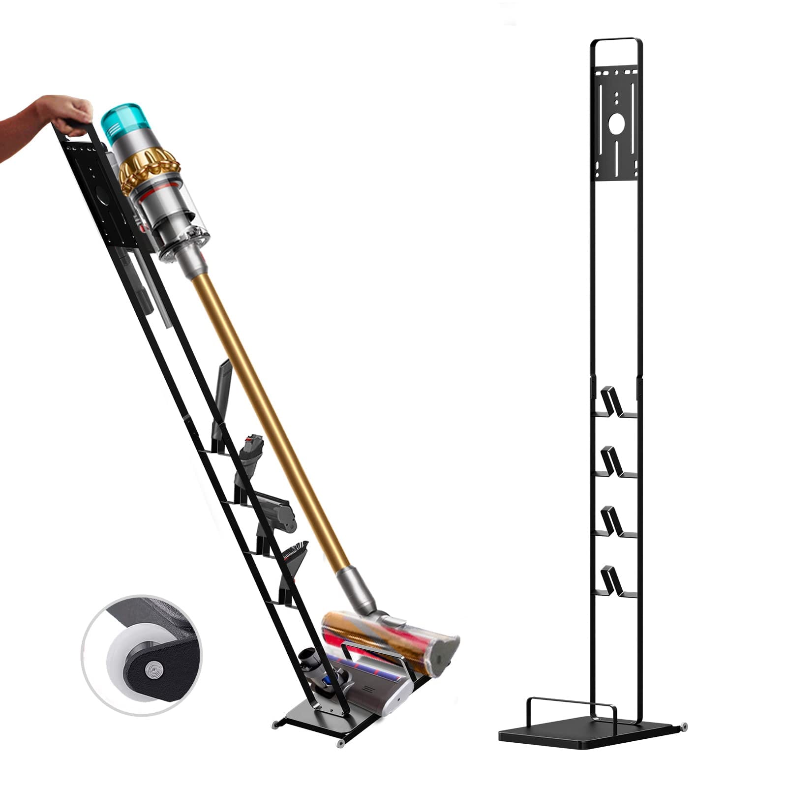 Foho Vacuum Stand for Dyson Cordless Stick Vacuums | Metal Storage Holder with Wheels