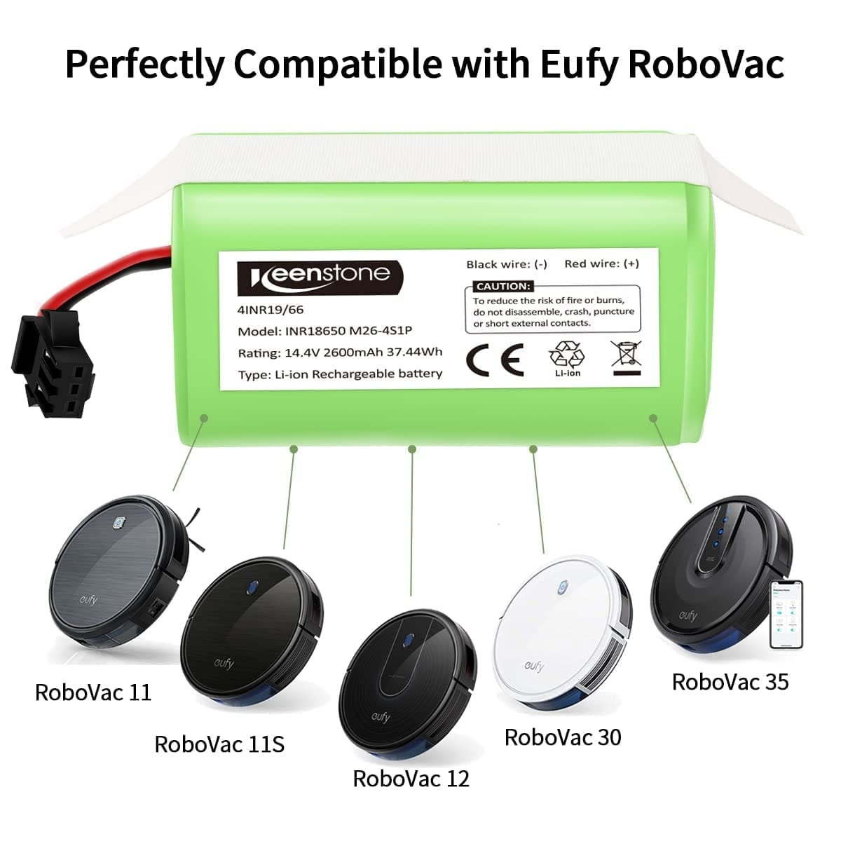 High Capacity 14.4V 2600mAh Replacement Battery for Eufy Robovac and Ecovacs Deebot | Compatible with Multiple Models - Review Image 2