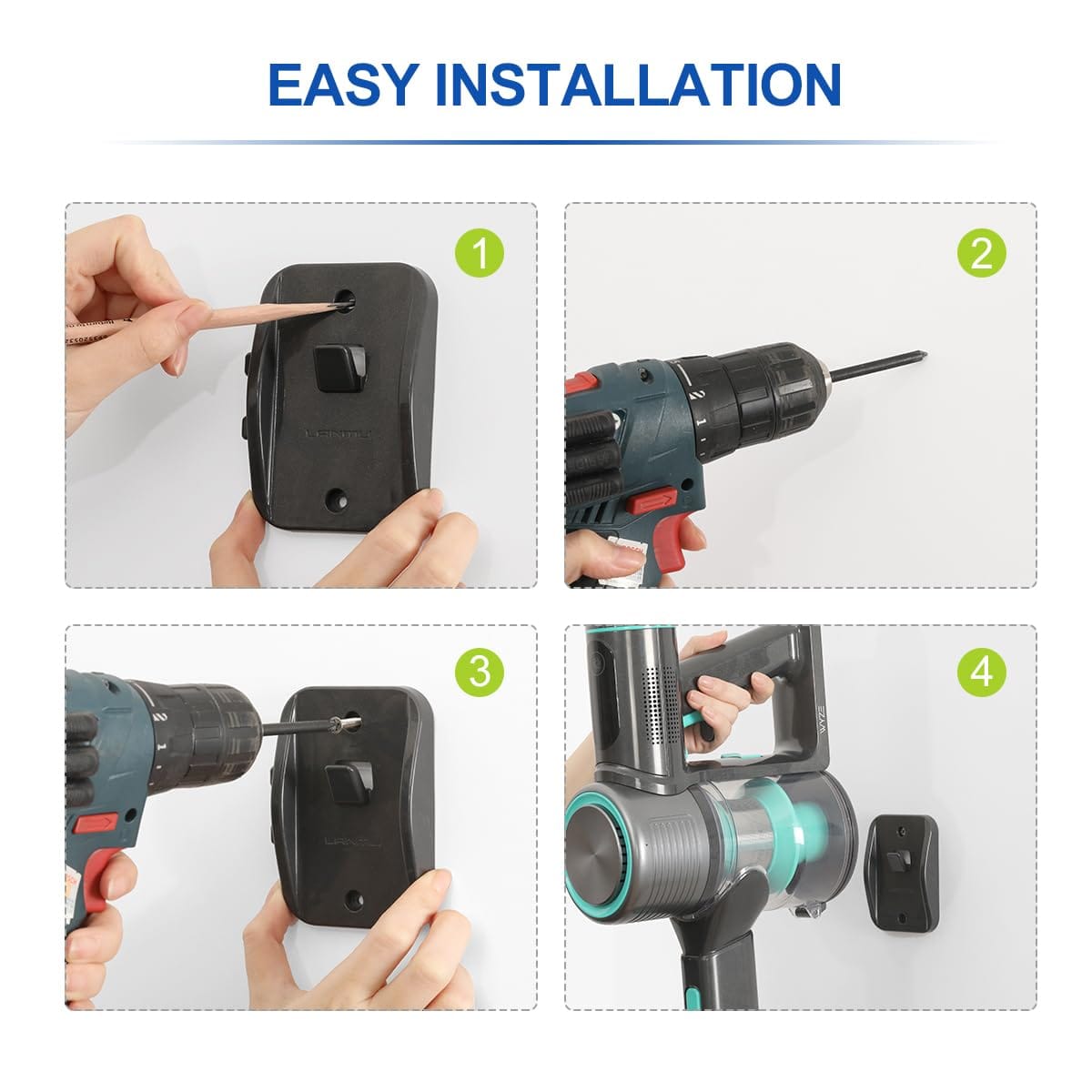 Lanmu Wall Mount Holder for Wyze Cordless Vacuum & S, Hanger Hook with Charging Cable Management Clip - Vacuum Cleaner Accessory for Home Garage Organization - Review Image 5