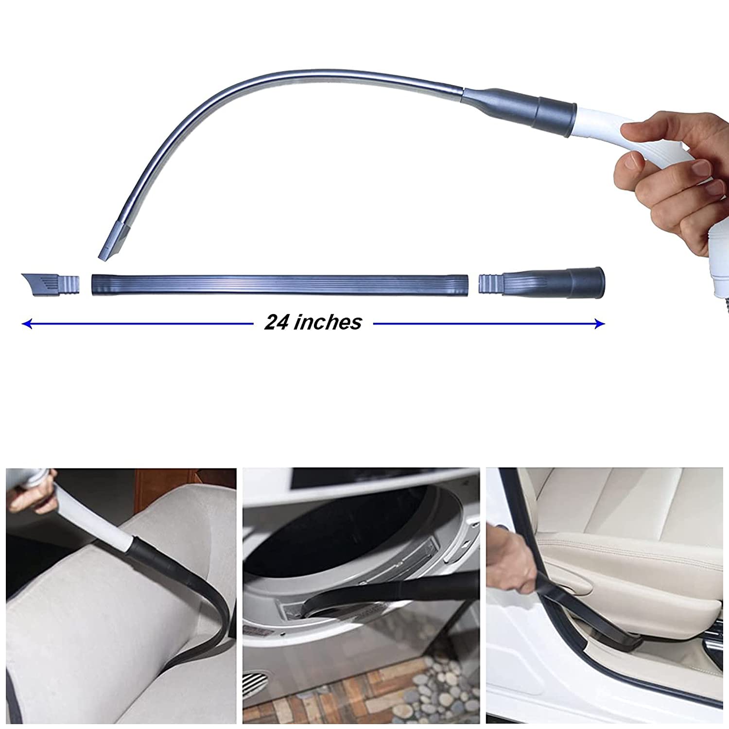 Universal Vacuum Hose Adapter Kit with Flexible Crevice Tool for Dryer Lint Vent Trap Cleaner - Household Cleaning Accessories Set for Pet Hair Vacuum - Review Image 3