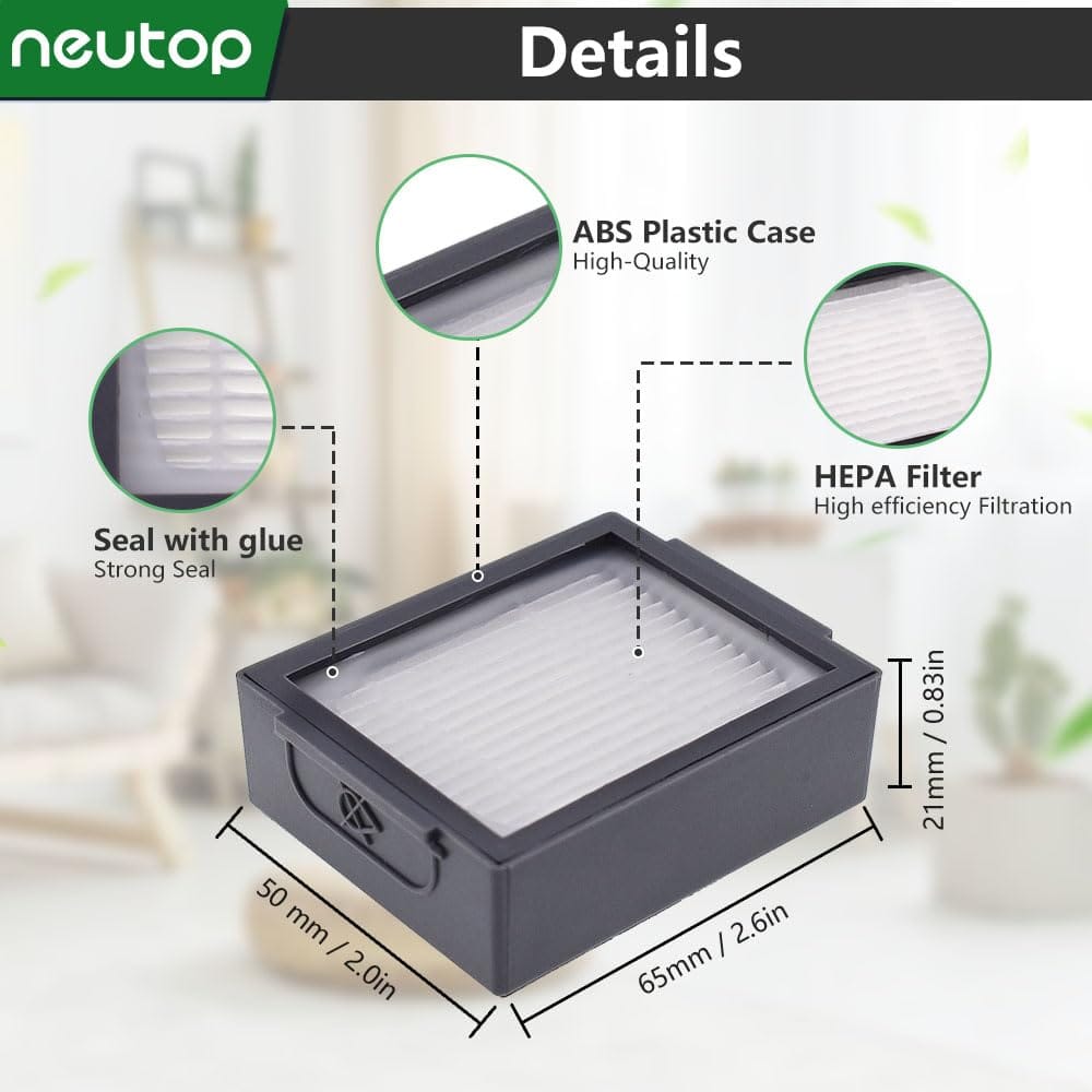 High-Efficiency HEPA Filters Replacement for iRobot Roomba E I & J Series - Compatible with E5 E6 I1 I1+ I3 I3+ I4 I4+ I6 I6+ I7 I7+ I8 I8+ J7 J7+ And Combo J5 J5+ I5 I5+ Plus Robot Vacuums, 6-Pack - Review Image 3