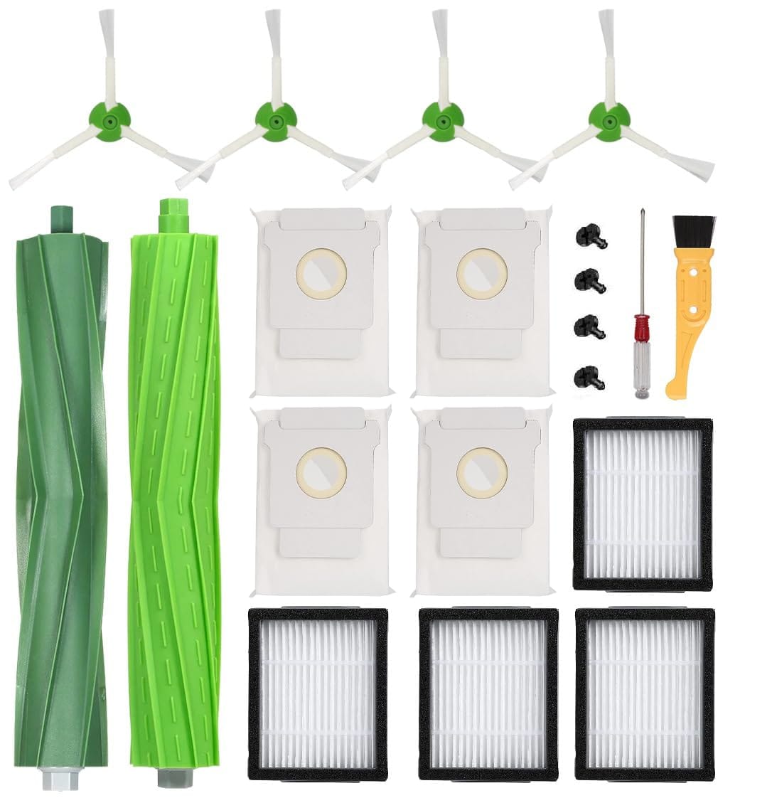 13-Piece Replacement Kit for IRobot Roomba I3 I7 J7 I Series & J Series - Rubber Brush, Filters, Edge-Sweeping Brushes, Dirt Disposal Bags
