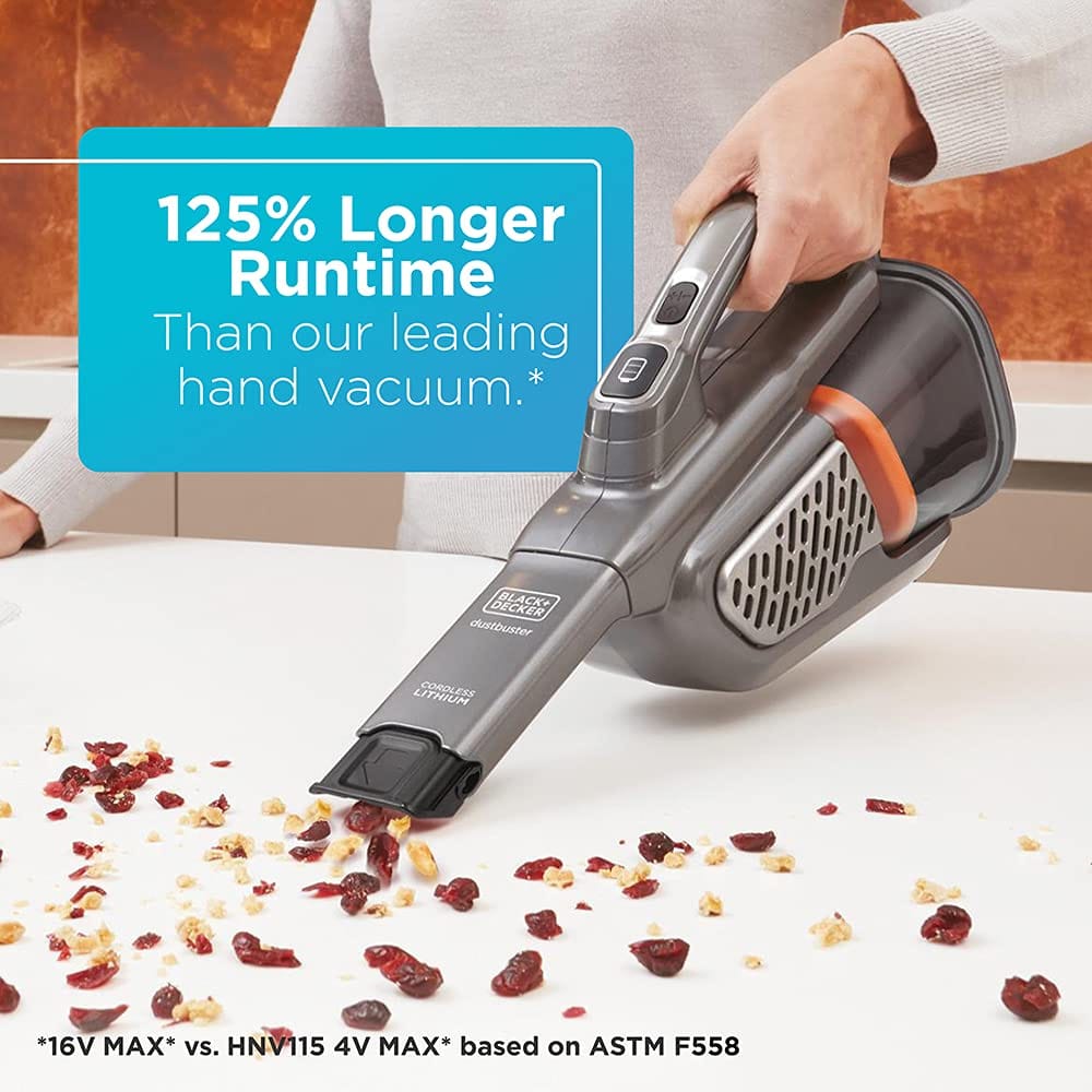 Cordless Black+Decker Dustbuster Handheld Vacuum Cleaner with Long Crevice Tool, Gray (Hhvk415B01) - Compatible with HEPA Filter - Review Image 5