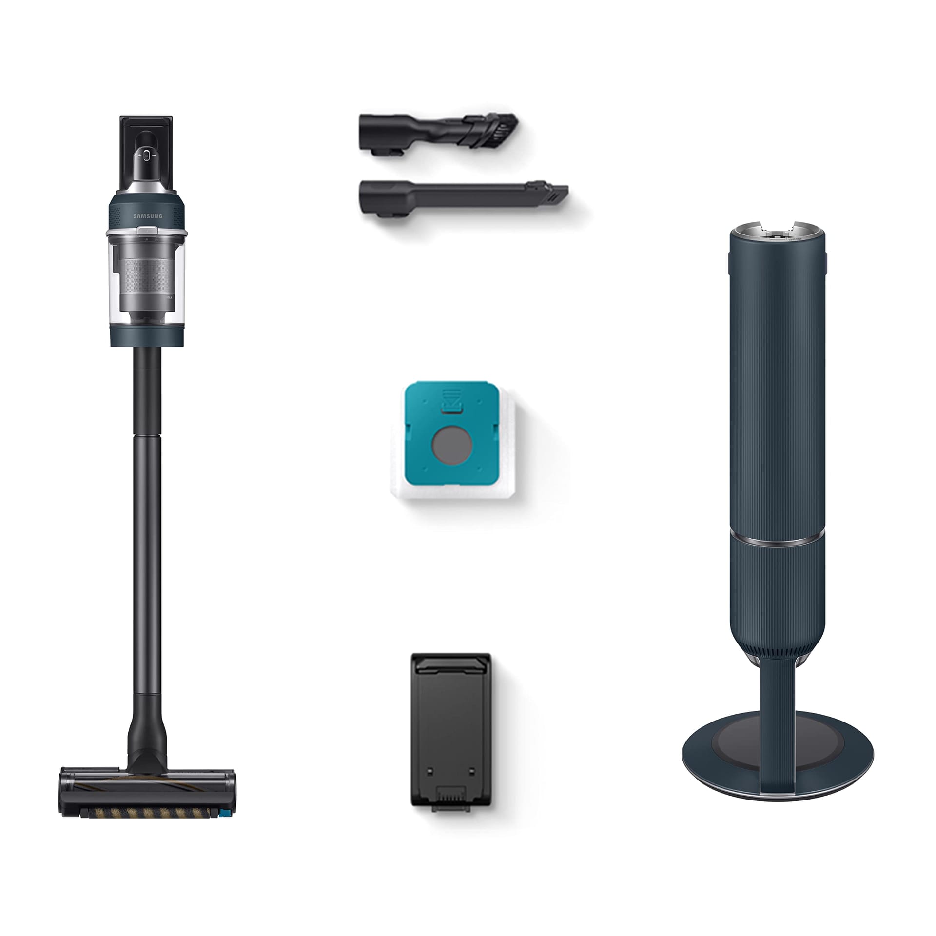 Samsung Bespoke Jet Cordless Stick Vacuum Cleaner with Clean Station | Multi-Surface Floor Cleaning | 5-Layer HEPA Filter | Lightweight | Midnight Blue