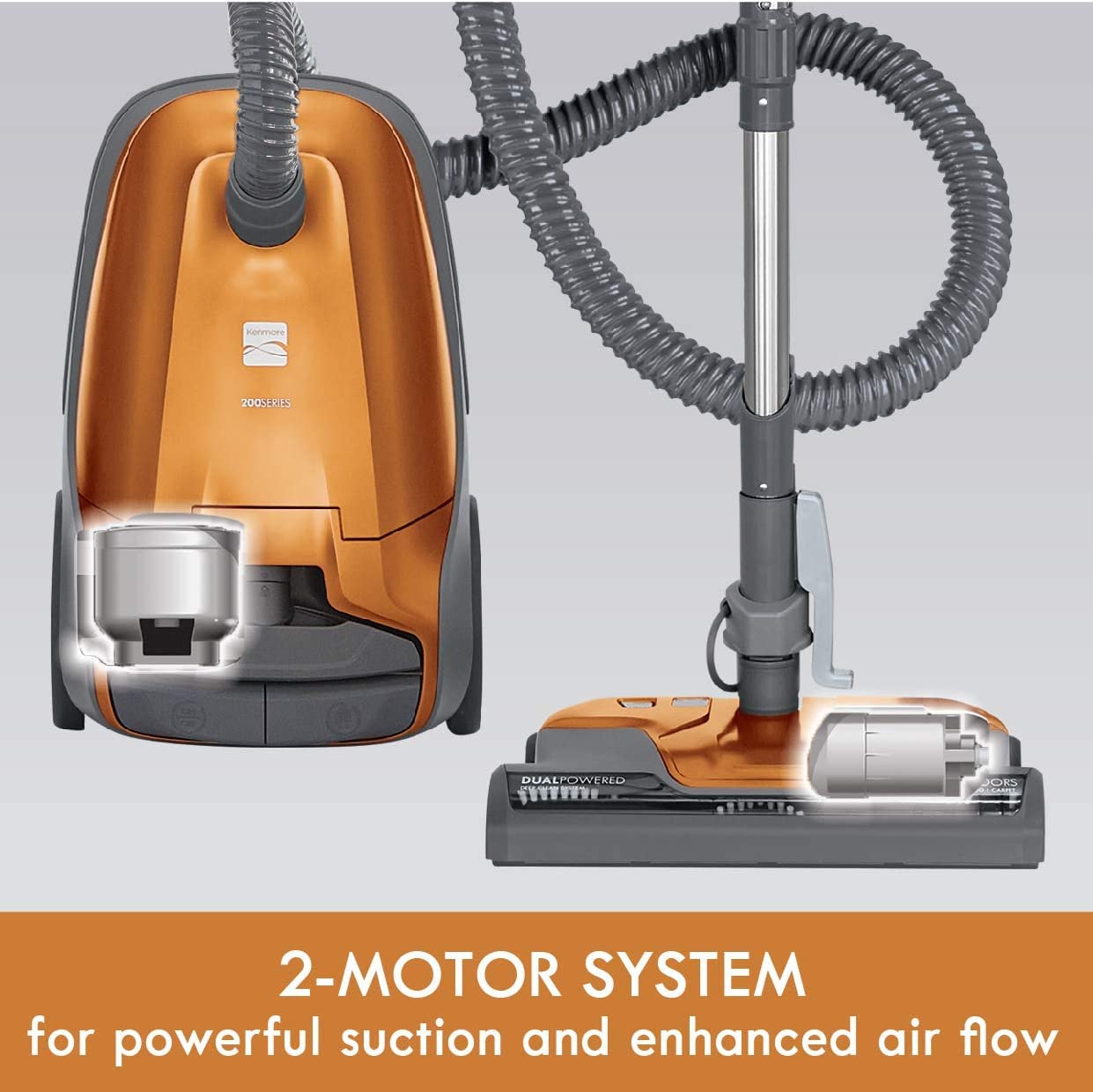 Lightweight Kenmore 200 Series Bagged Canister Pet Hair Vacuum with HEPA Filter System and 3 Cleaning Tools - Orange - Review Image 3