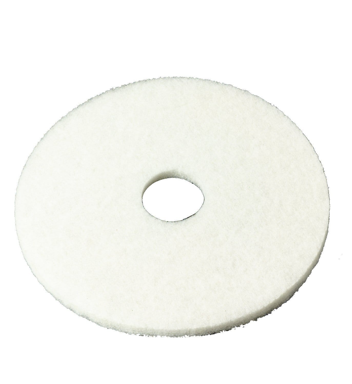 3M White Super Polish Pad 4100, 17" Floor Pad for Machine Use, Case of 5 - Ideal for Wood Floor Polishing