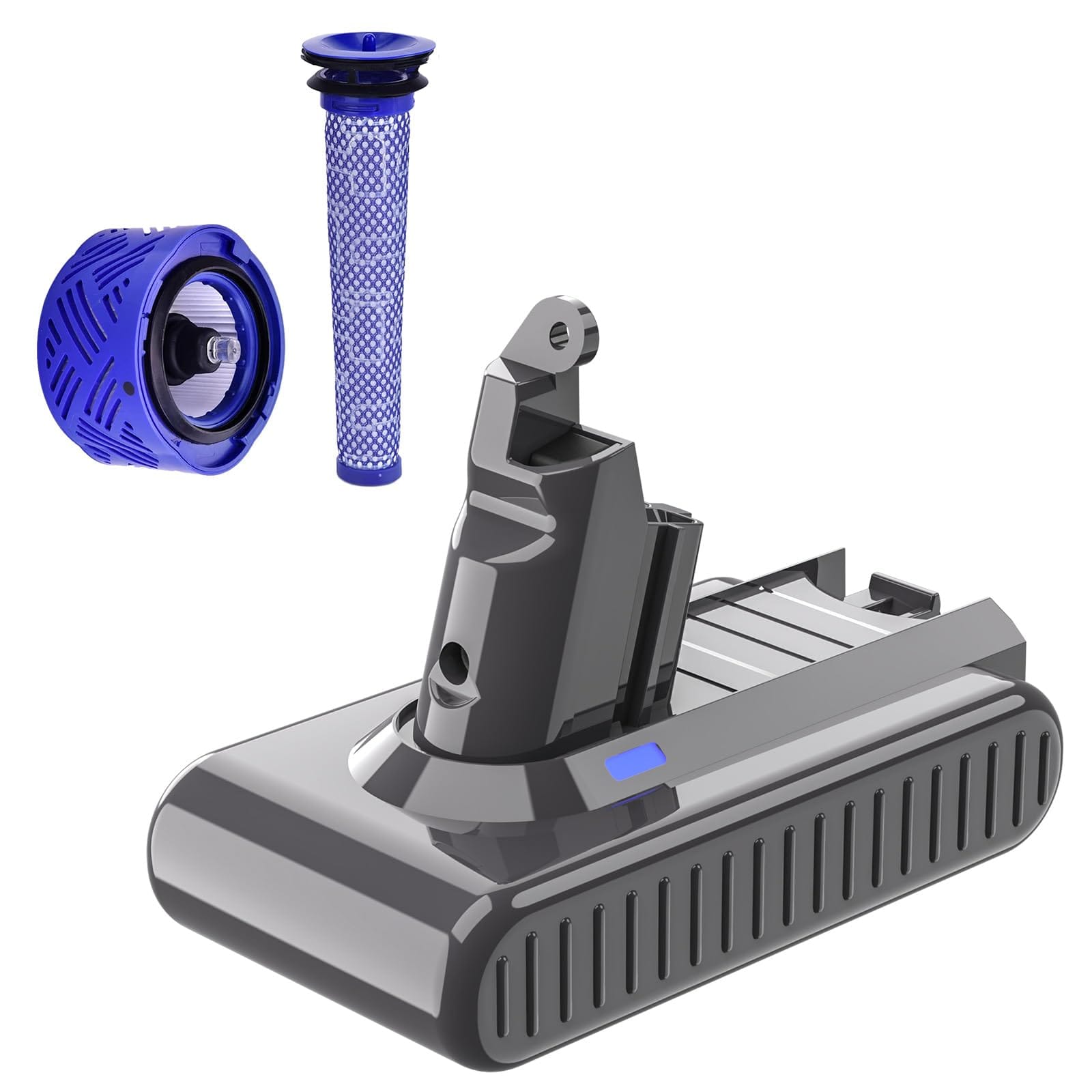 High Capacity Turpow 6.0Ah Replacement Battery for Dyson V6 Vacuum Cleaner with Filters