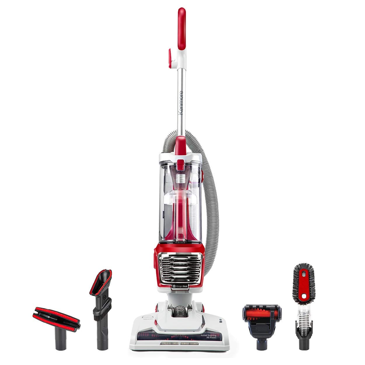 Lightweight Bagless Upright Vacuum Cleaner with HEPA Filter and 10’ Hose - Red