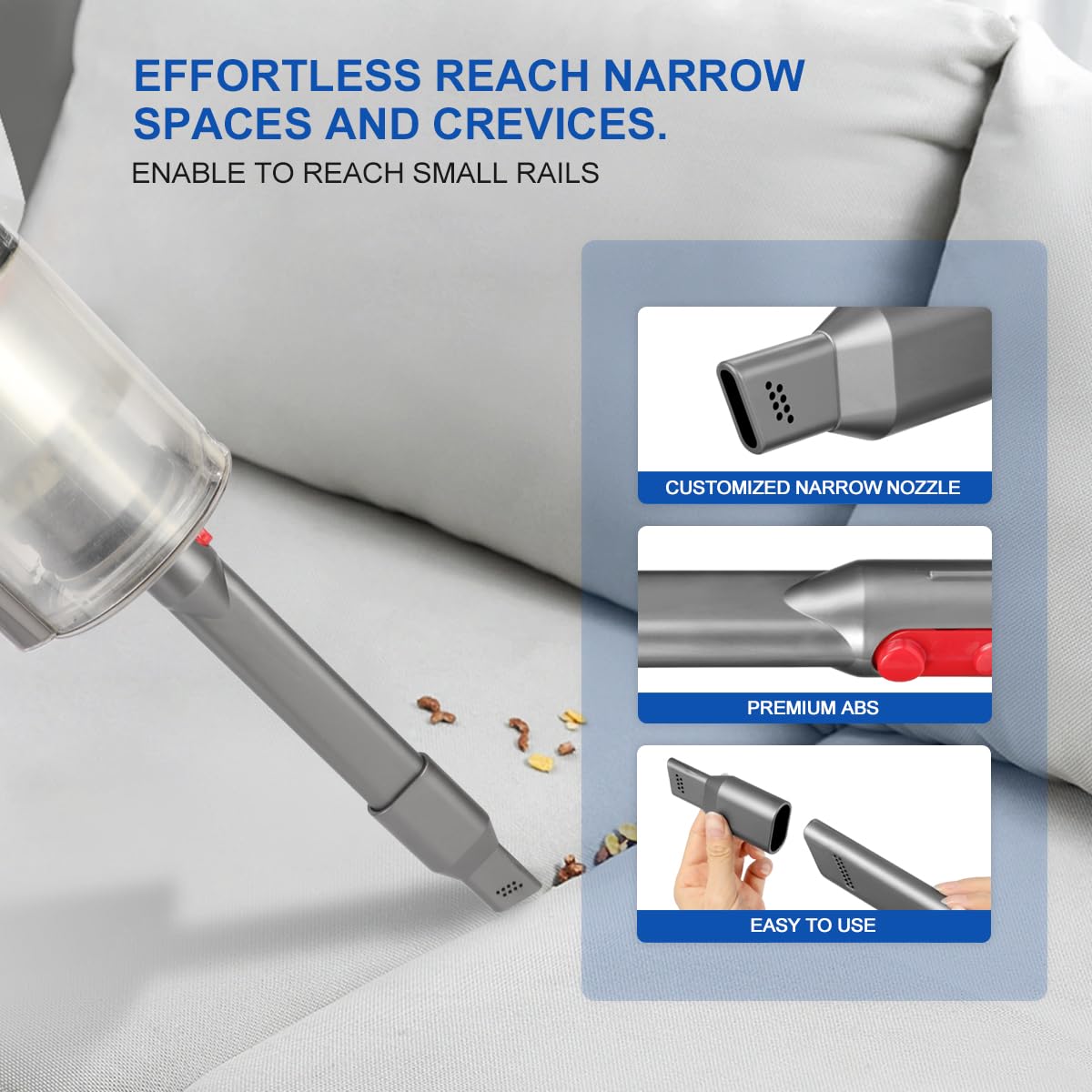 Slim Crevice Tool Vacuum Attachment for Dyson Cordless Stick Vacuums - Compatible with V15, V12, V11, V10, V8, V7, Gen5 - Review Image 2