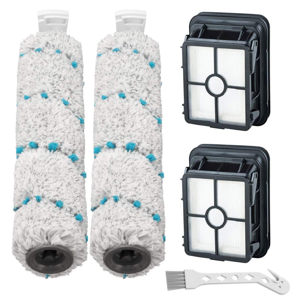 Replacement Multi-Surface Brush Rolls and Vacuum Filters for Bissell Crosswave Cordless Max 2554 2590 2593 2596 - 2 Pack