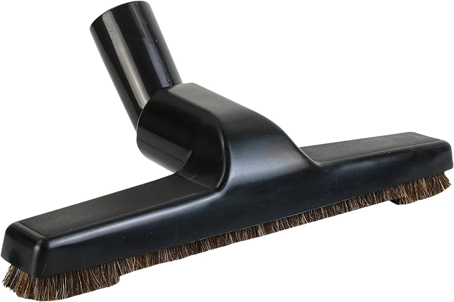 Premium Hardwood Universal Vacuum Cleaner Floor Brush with Horse Hair Bristles - 1.25'' Inner Diameter, 10'' Wide (Black Plastic)