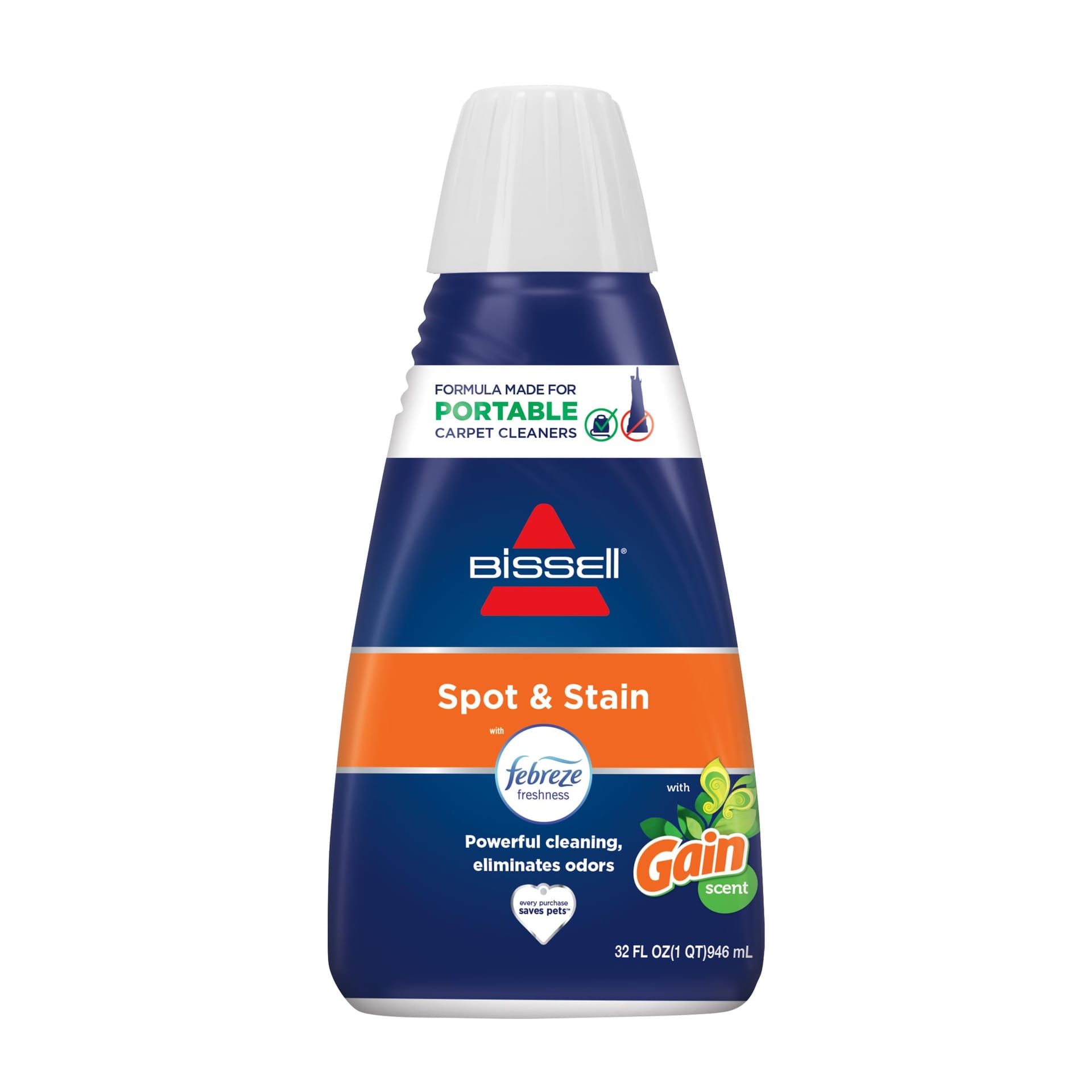 Bissell® Spot & Stain With Febreze + Gain Original Scent Formula for Little Green Devices, Portable Carpet Cleaners (3968) - Pet-Friendly Carpet Cleaning Solution