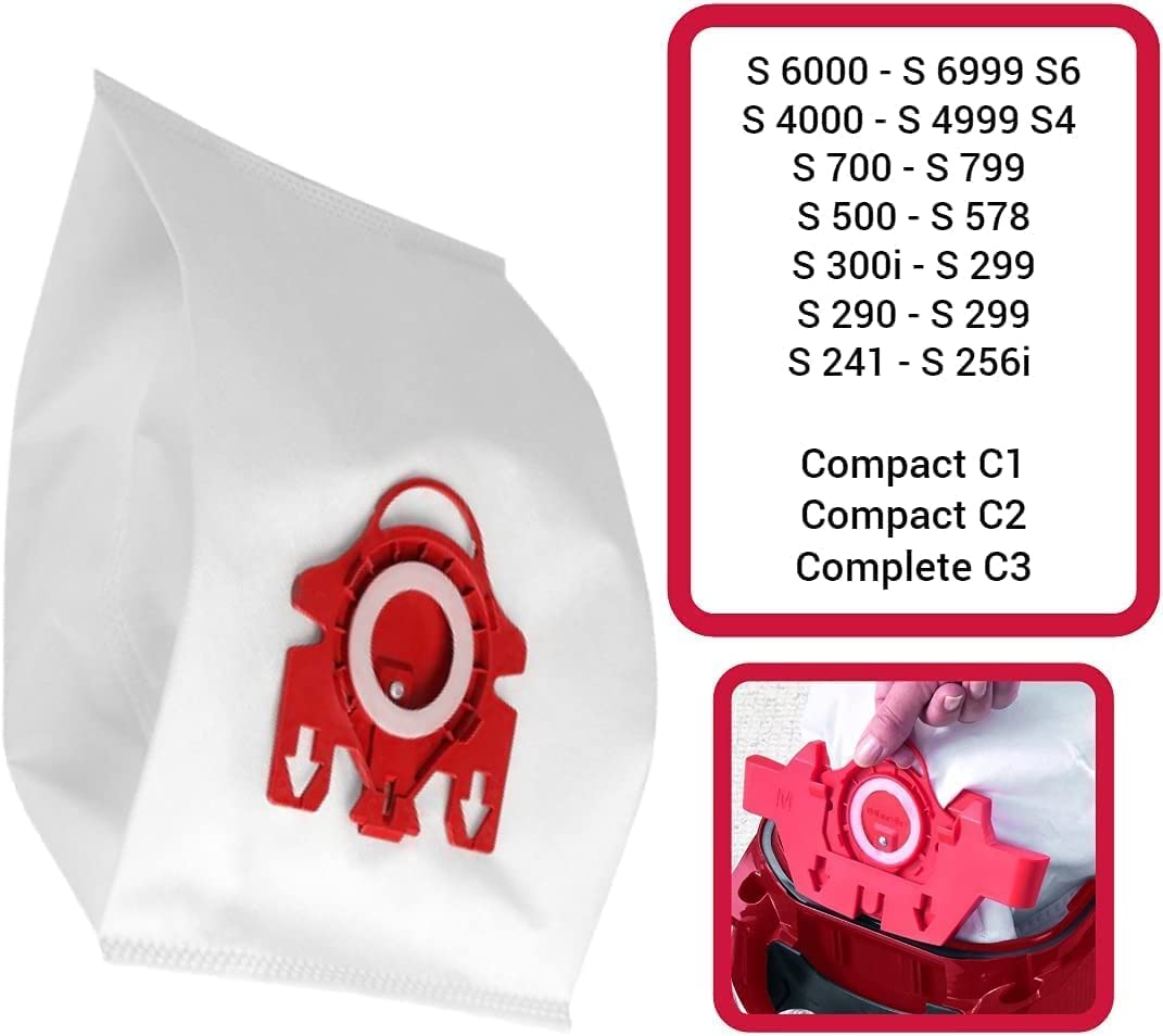 Premium 5-Star FJM Vacuum Cleaner Bags Replacement for Miele Vacuum - 8 Pack Airclean 3D Efficiency Dust Bag, Red - Review Image 2