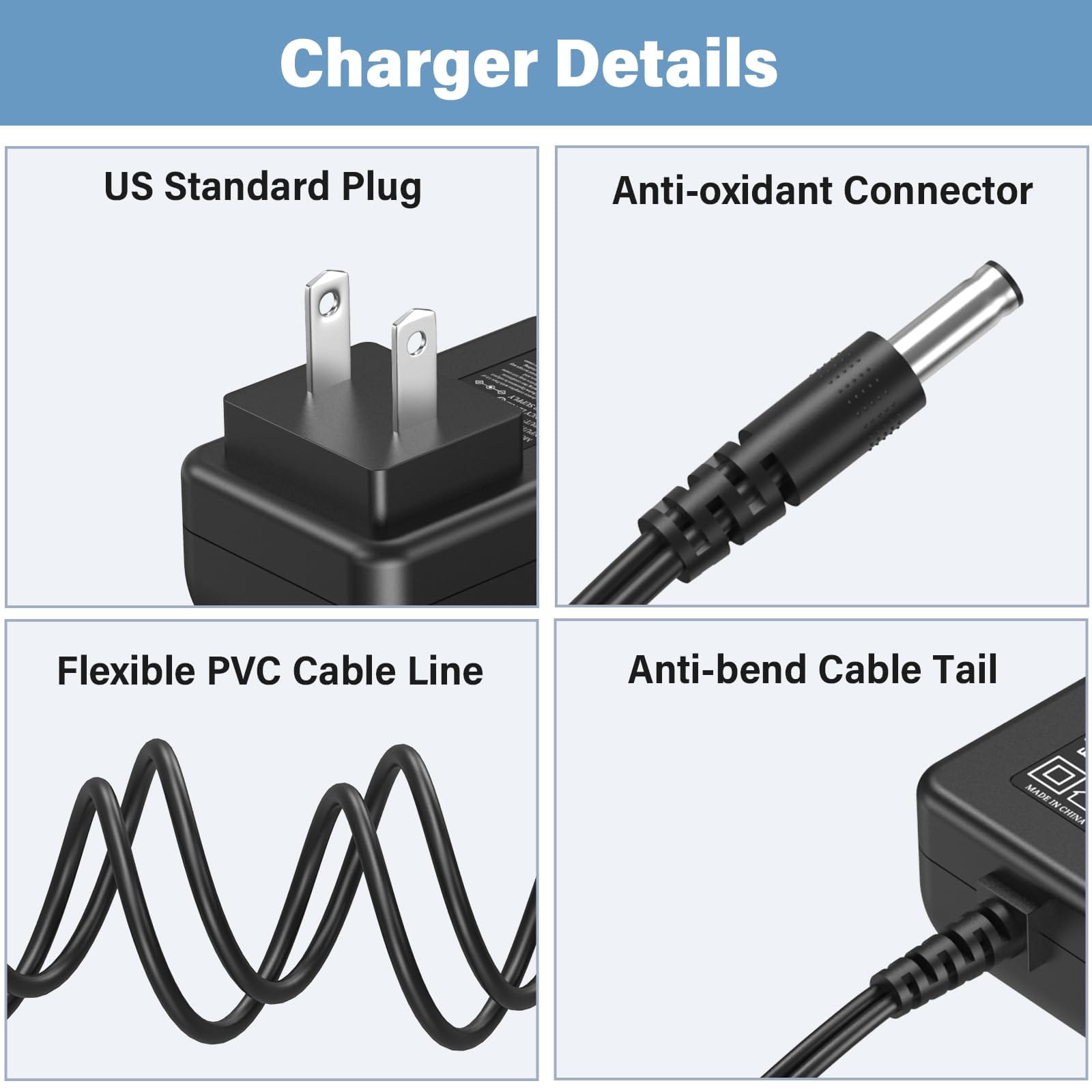UL Power Cord Charger Replacement for Voweek VC08 VC07 VWVC08 VW-VC08 VWVC07 VW-VC07 Vacuum Cleaner - Review Image 4