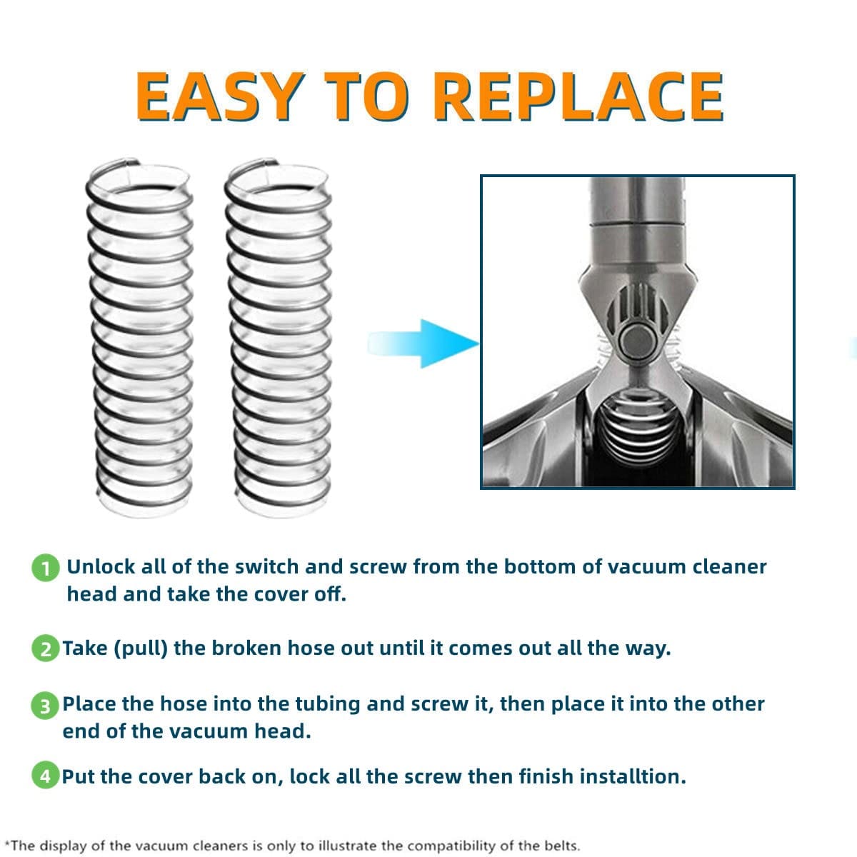 Premium Lower Duct Hose Replacement Kit for Shark Rotator NV752 NV751 NV340 NV400 NV501 NV502 NV552 NV650 UV795 Vacuum Cleaner (Pack of 2) - Review Image 5