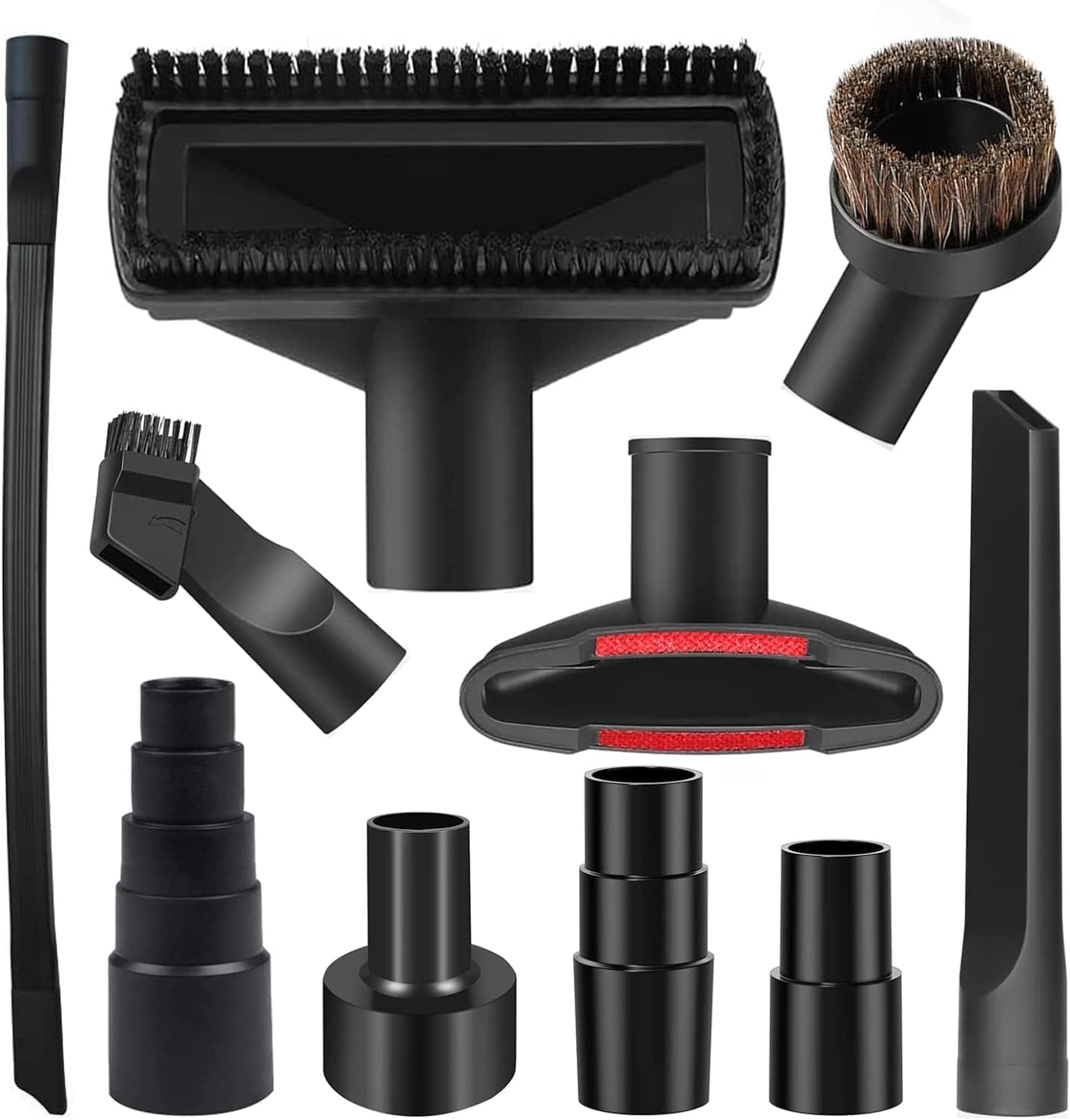 Universal Vacuum Attachments Kit with Horse Hair Brush - 10-Piece Set for Wet Dry Vacuums - Shop Vac Accessories