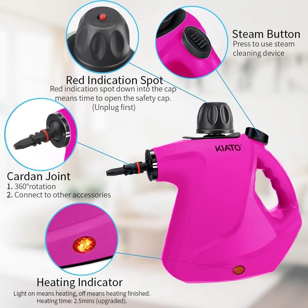 Portable 10-in-1 Handheld Steam Cleaner for Upholstery and Surface Cleaning - Purple - Review Image 4