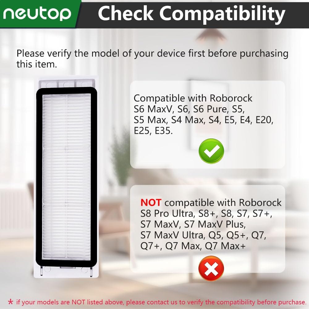 Neutop Replacement HEPA Filters, 8-Pack Compatible with Roborock S6 MaxV, S6, S6 Pure, S5, S5 Max - Robot Vacuum Replacement Parts - Review Image 3